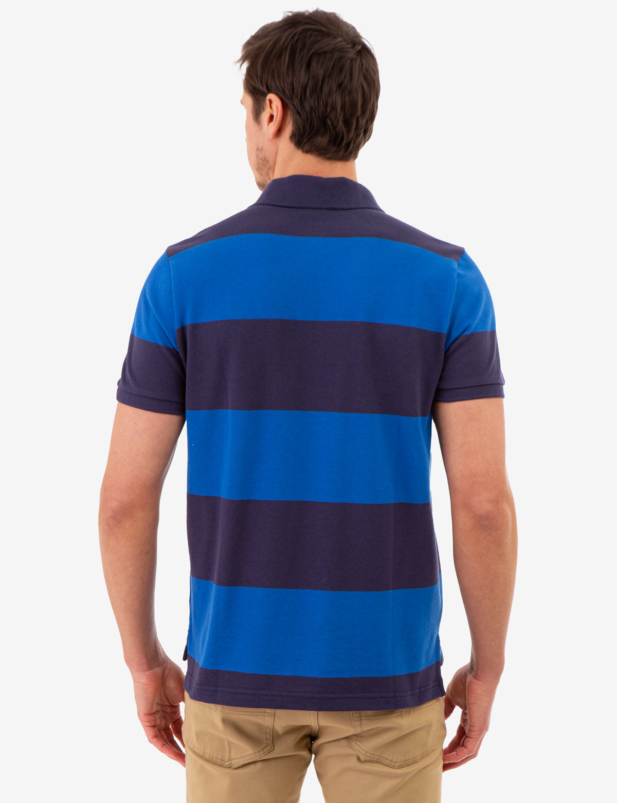 Men's Rugby Stripe Polo Shirt with Embroidered Logo