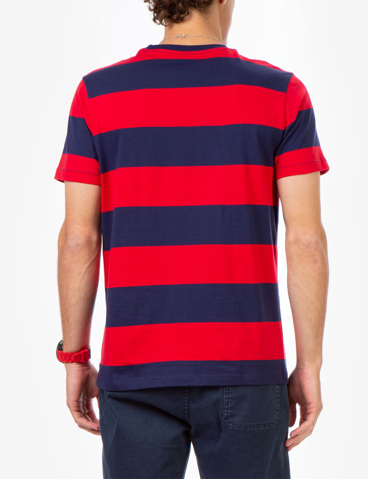 Men's Rugby Striped T-Shirt with Embroidered Logo