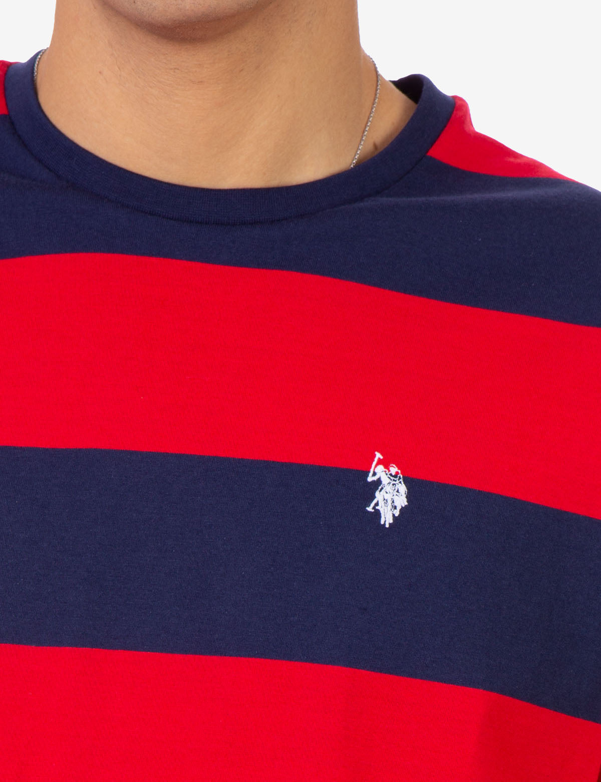 Men's Rugby Striped T-Shirt with Embroidered Logo