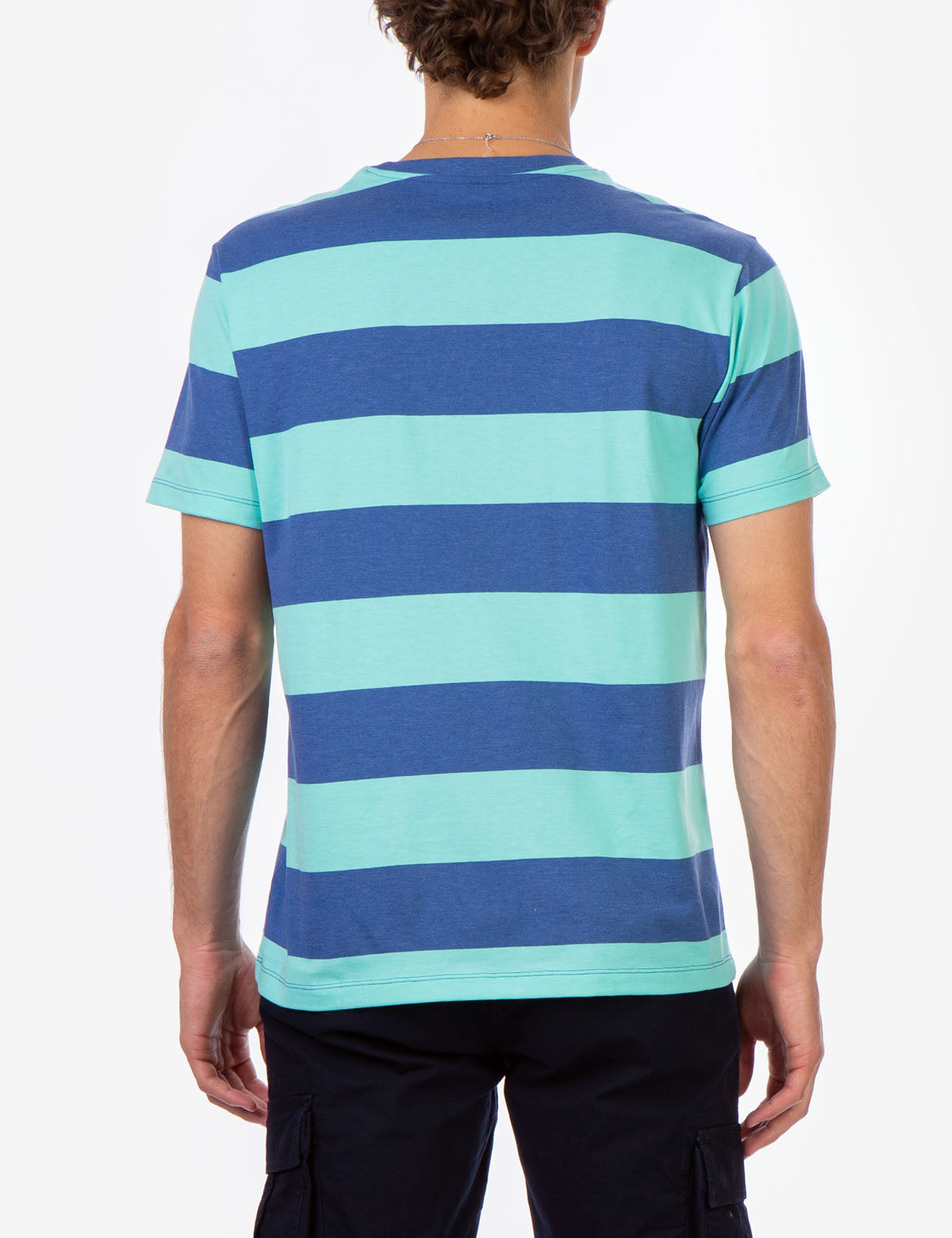 Men's Rugby Striped T-Shirt with Embroidered Logo