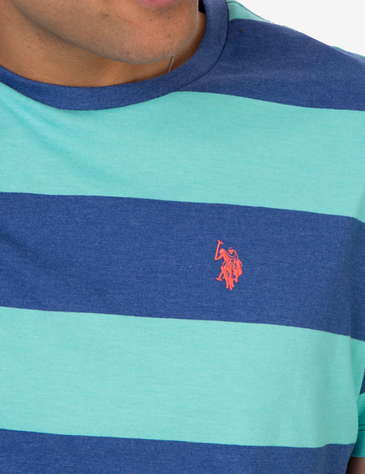 Men's Rugby Striped T-Shirt with Embroidered Logo