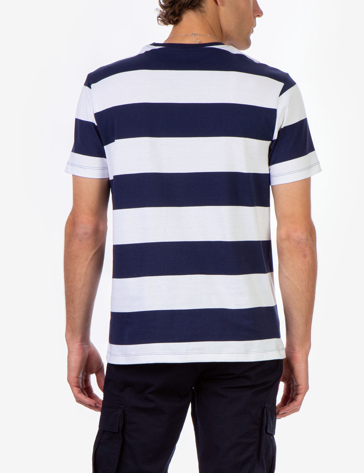 Men's Rugby Striped T-Shirt with Embroidered Logo