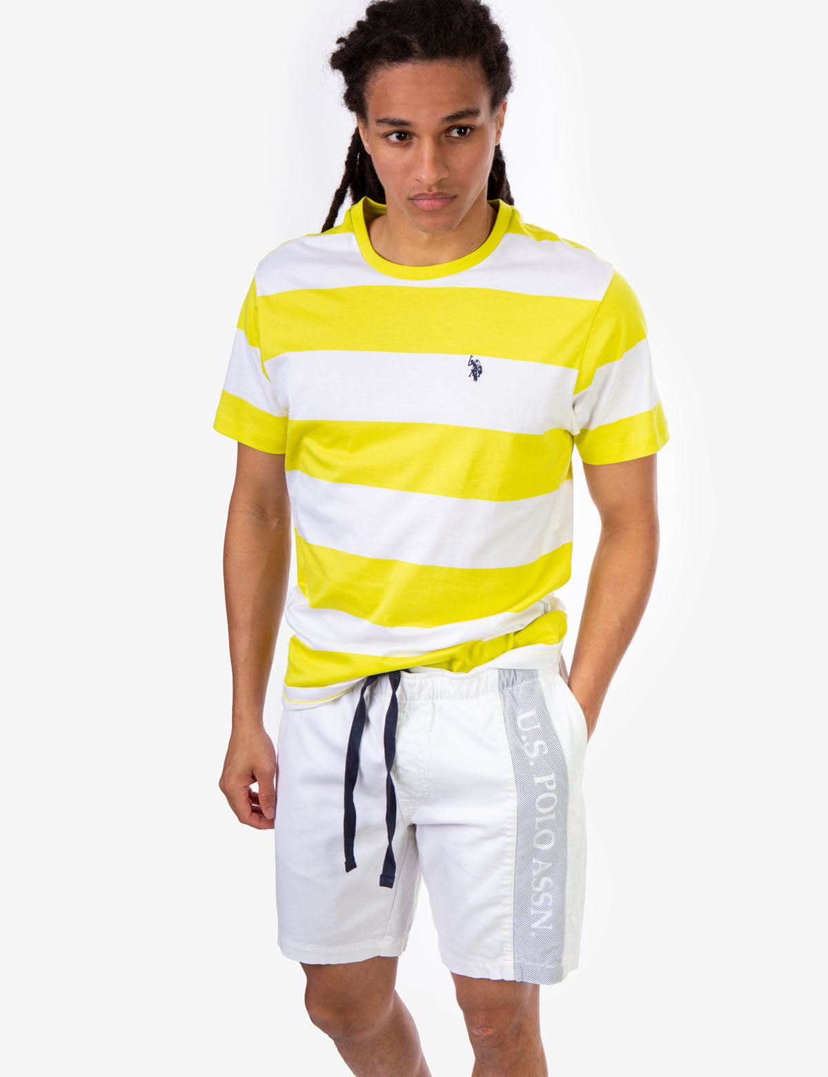 Men's Rugby Striped T-Shirt with Embroidered Logo