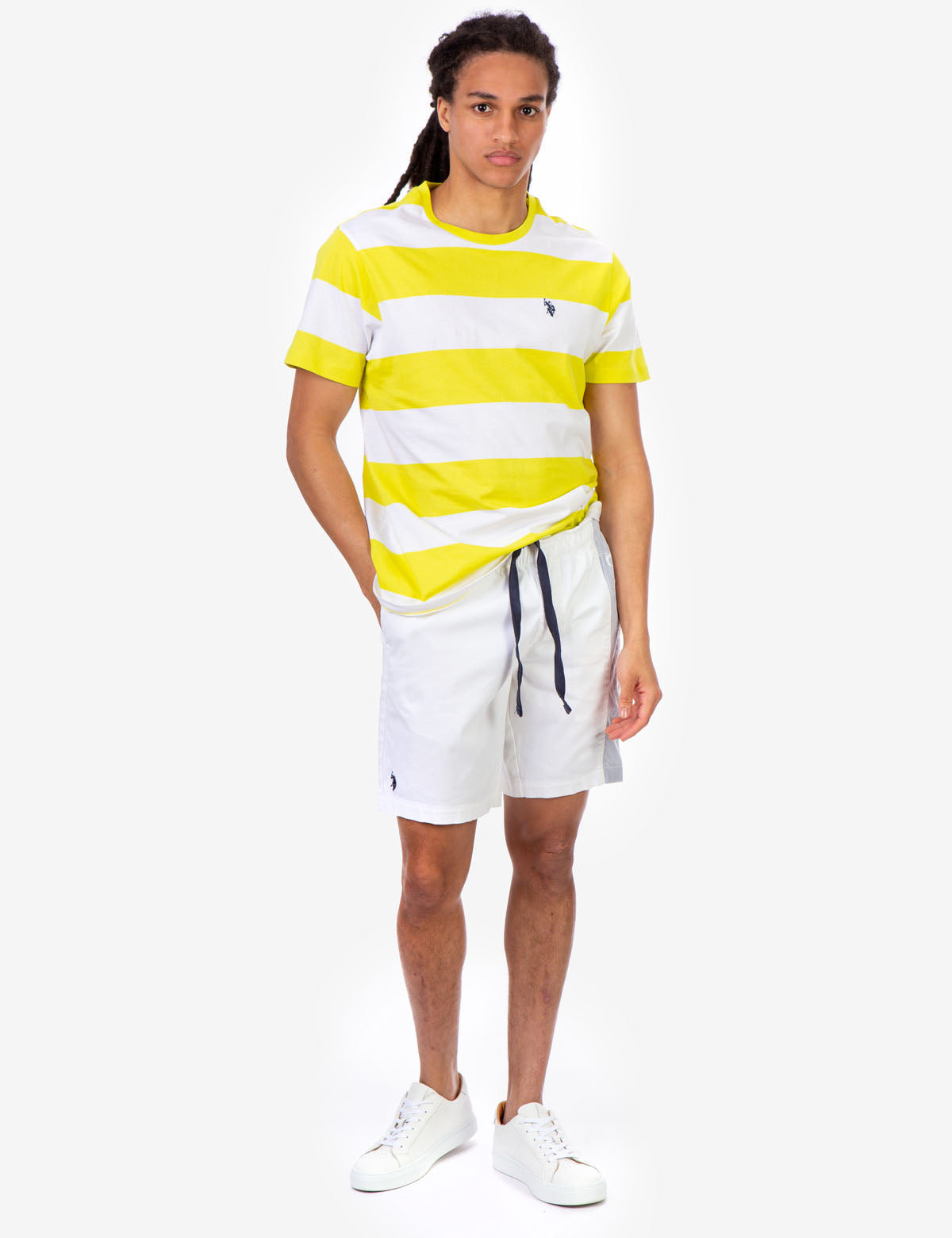 Men's Rugby Striped T-Shirt with Embroidered Logo