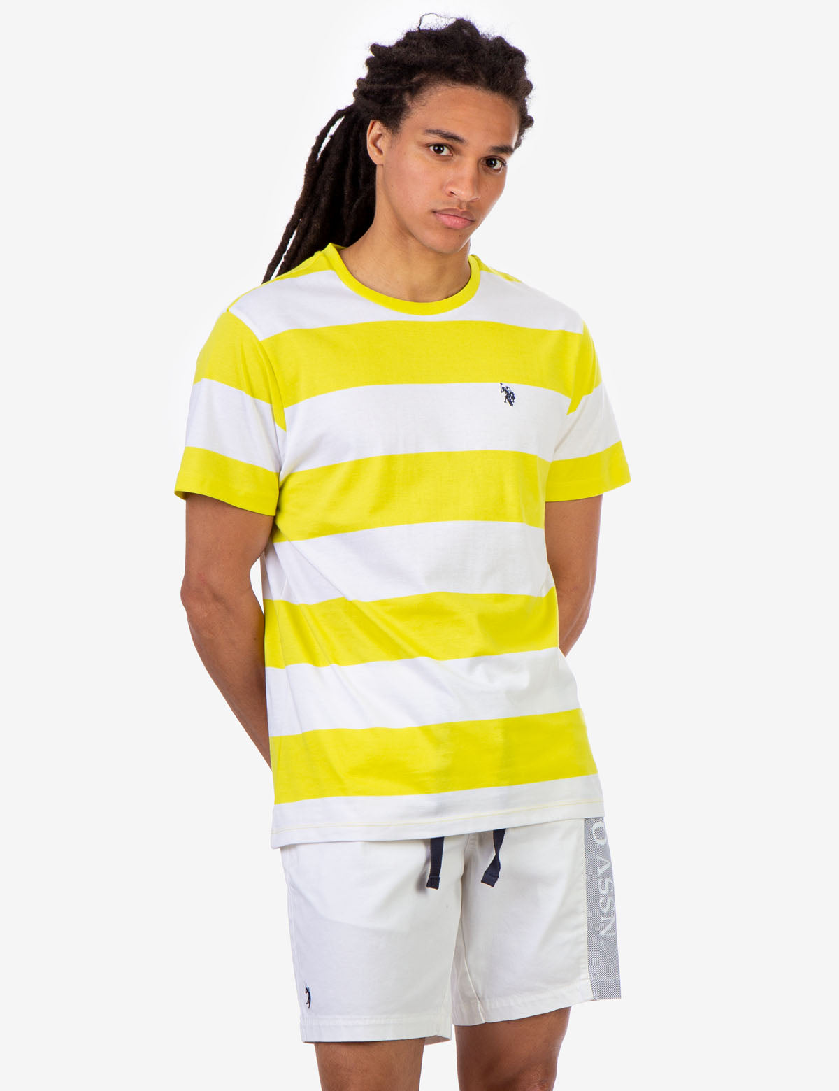 Men's Rugby Striped T-Shirt with Embroidered Logo