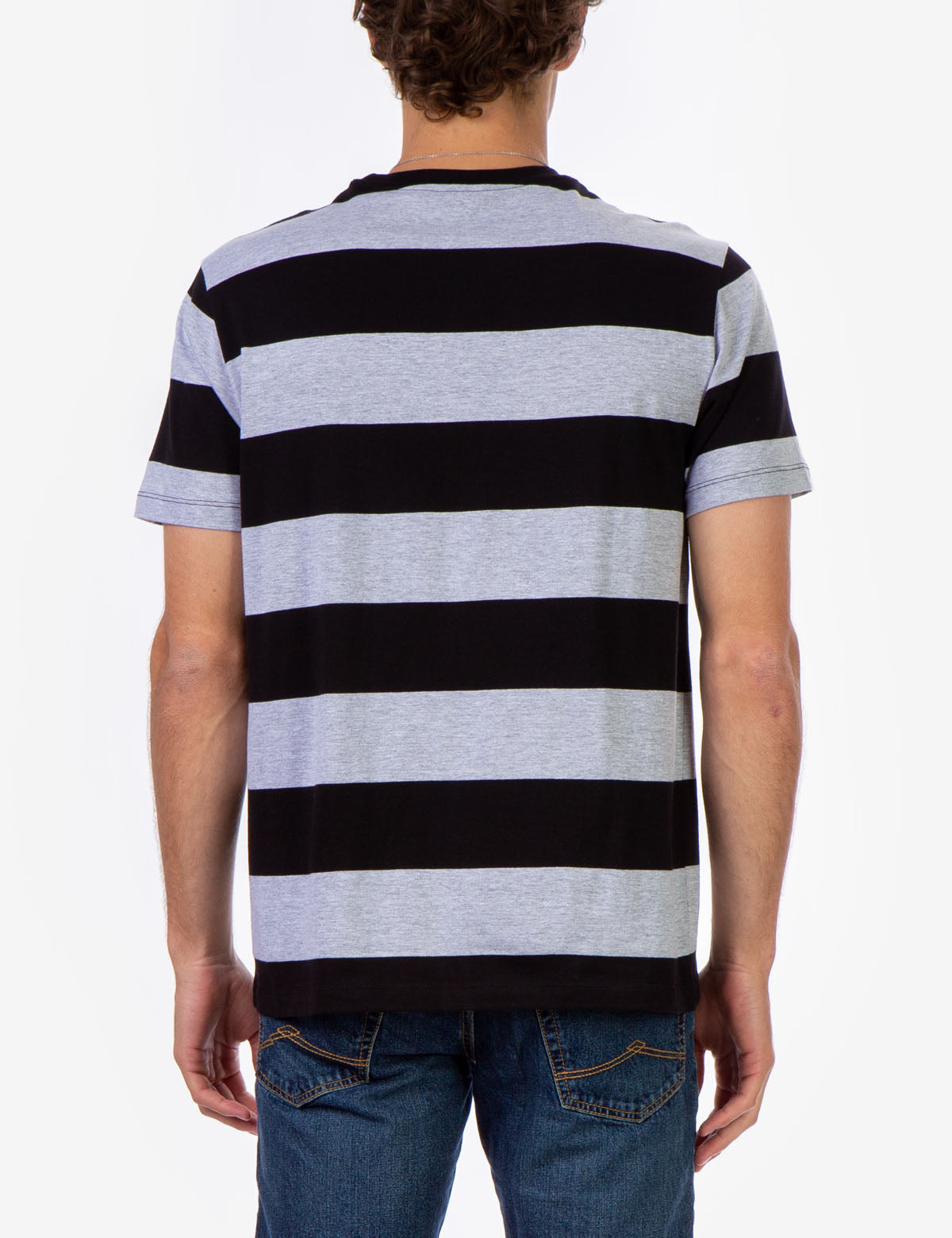 Men's Rugby Striped T-Shirt with Embroidered Logo