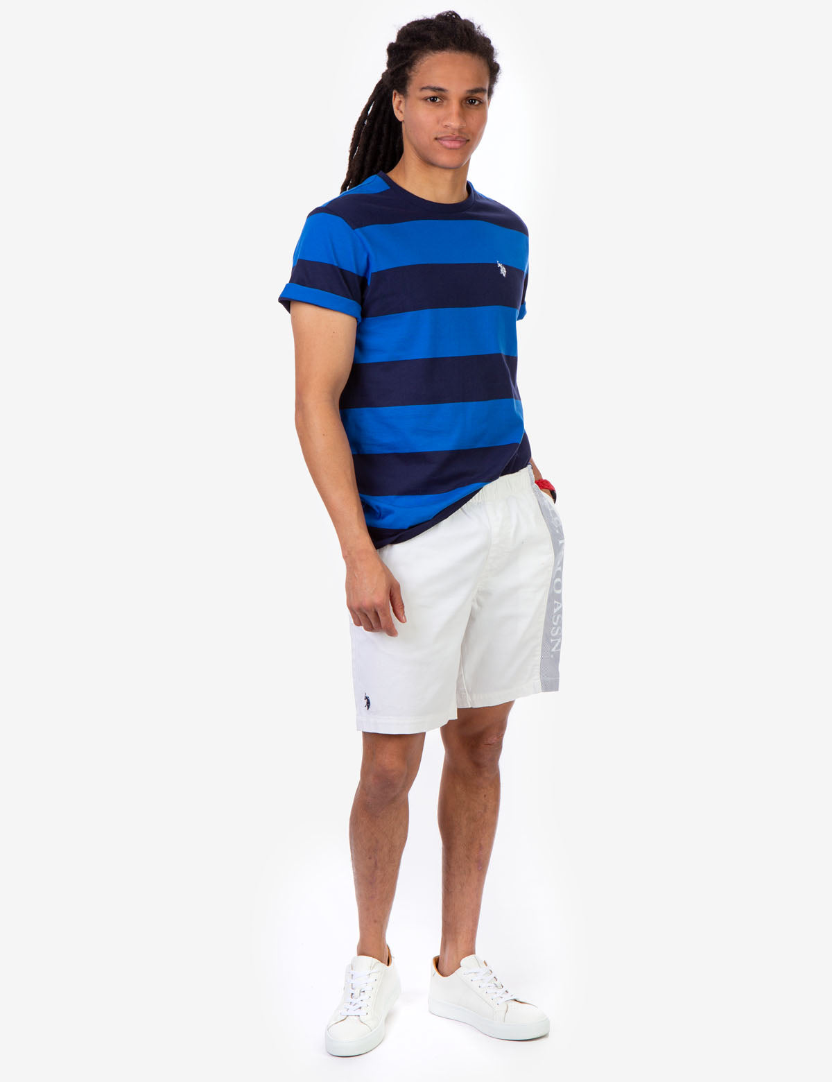 Men's Rugby Striped T-Shirt with Embroidered Logo
