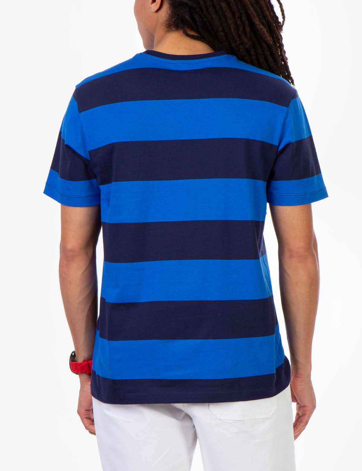 Men's Rugby Striped T-Shirt with Embroidered Logo