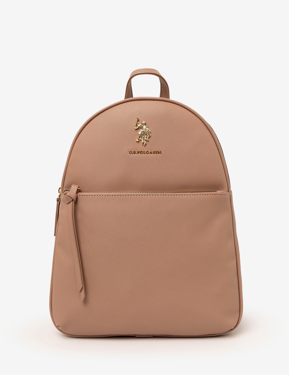 Classic Solid Backpack with Branded Straps & Zippered Pockets