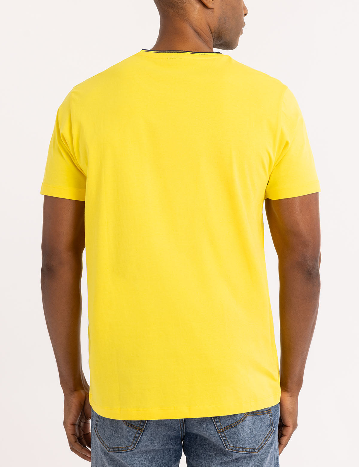 Men's Contrast Tipped Crew Neck T-Shirt with Embroidered Logo