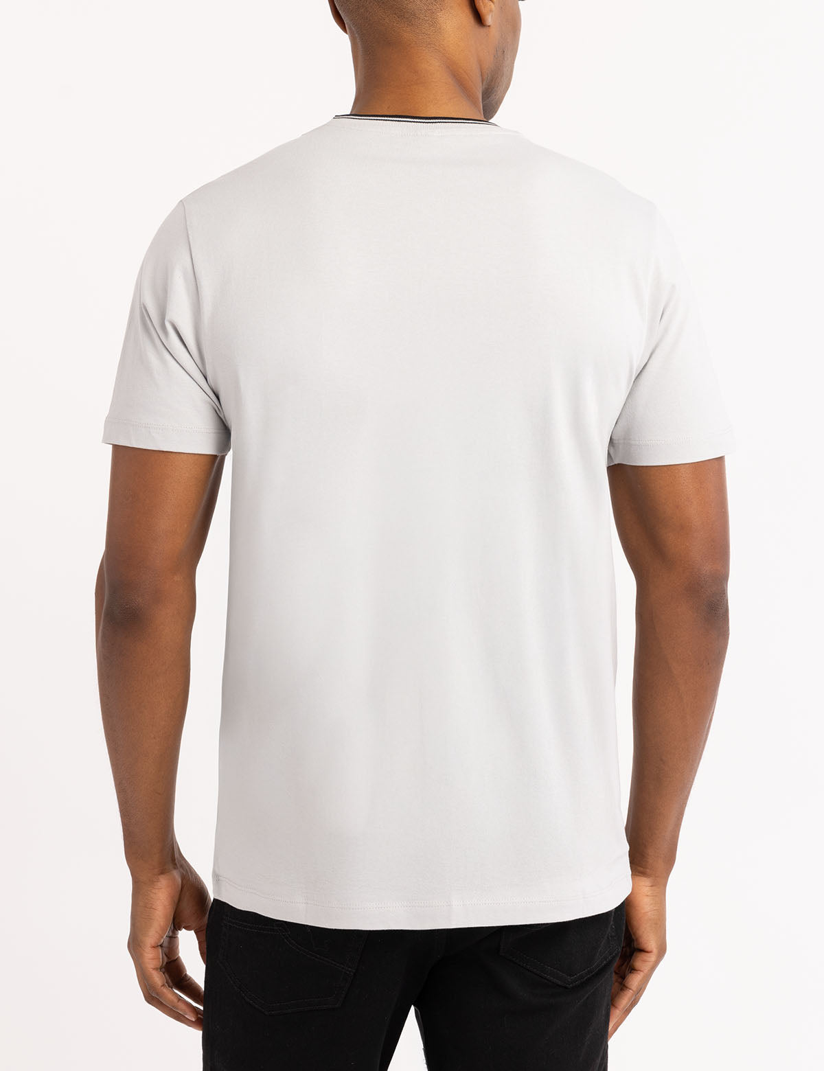 Men's Contrast Tipped Crew Neck T-Shirt with Embroidered Logo