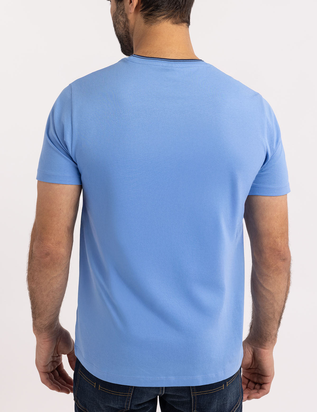 Men's Contrast Tipped Crew Neck T-Shirt with Embroidered Logo