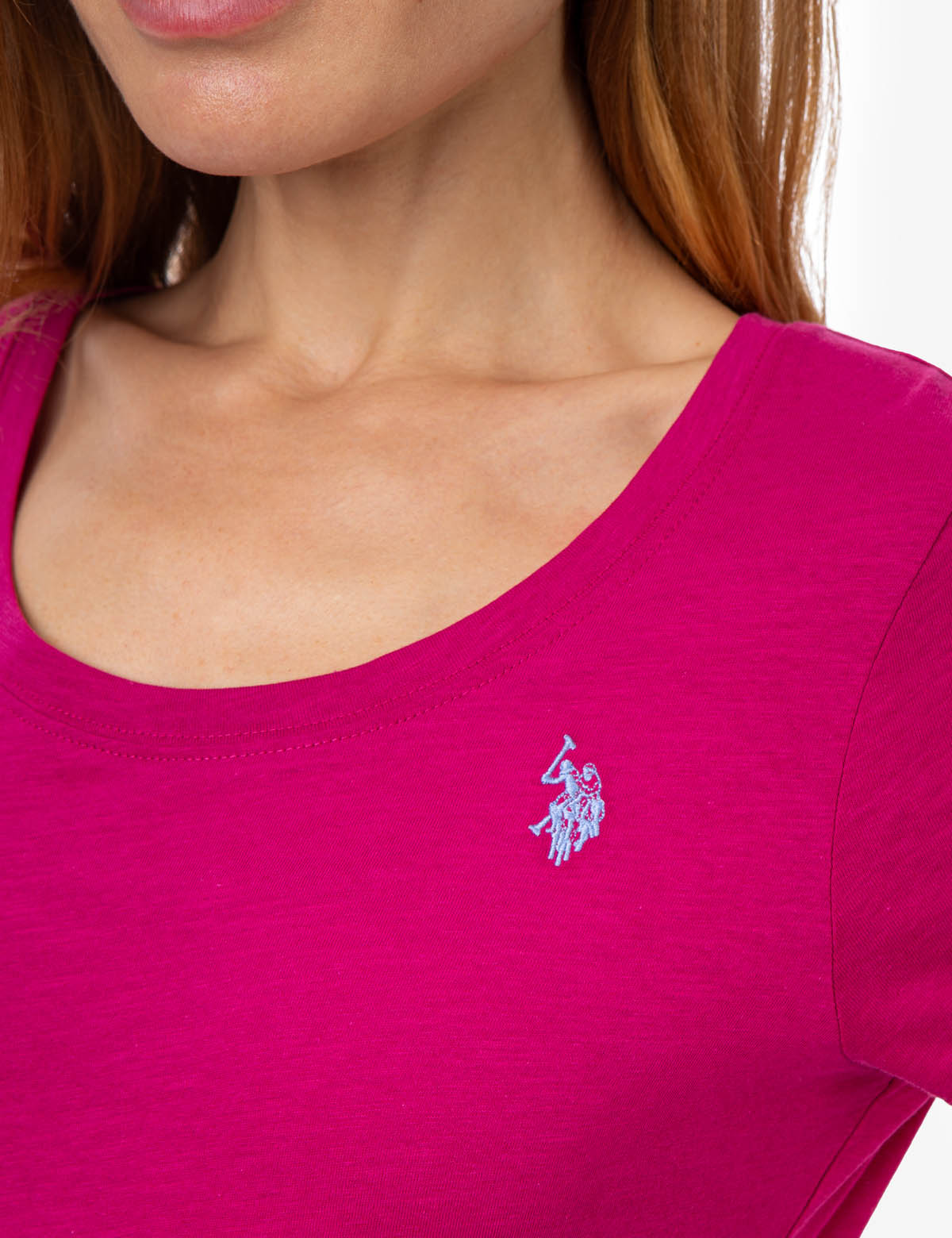Women's Cotton Scoop Neck T-Shirt with Embroidered Logo