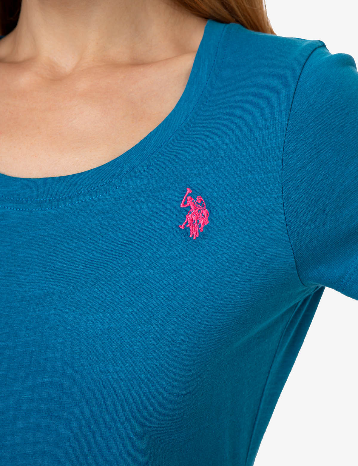 Women's Cotton Scoop Neck T-Shirt with Embroidered Logo