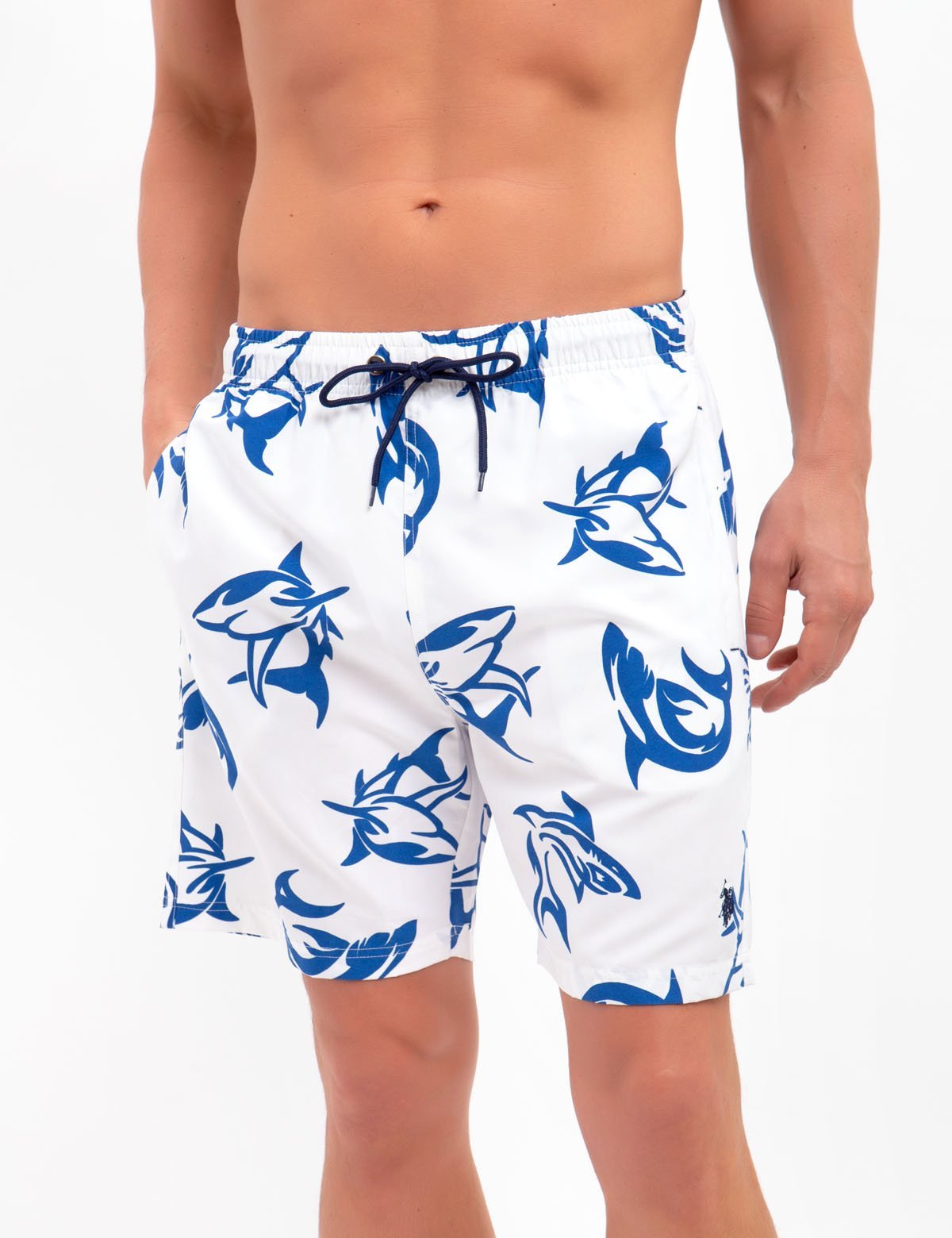SHARK Men's Swim Trunks with Mesh Lining & Pockets