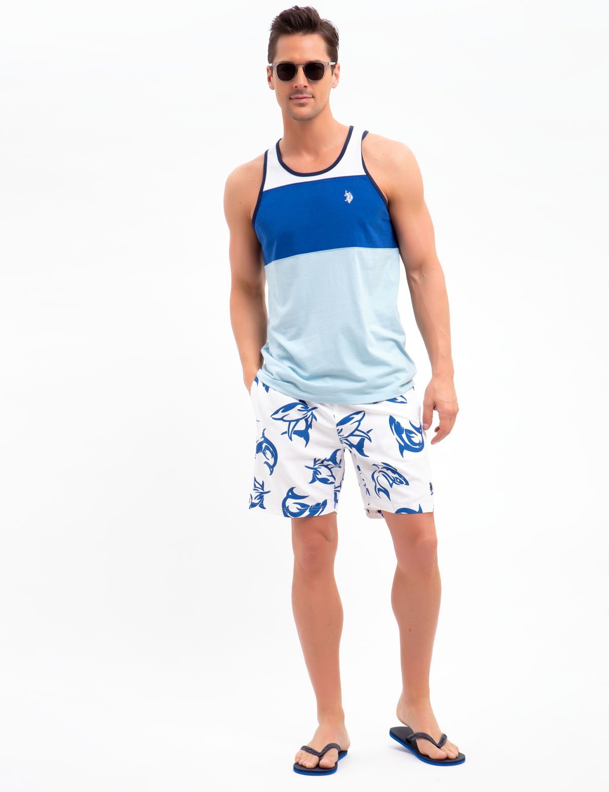 SHARK Men's Swim Trunks with Mesh Lining & Pockets