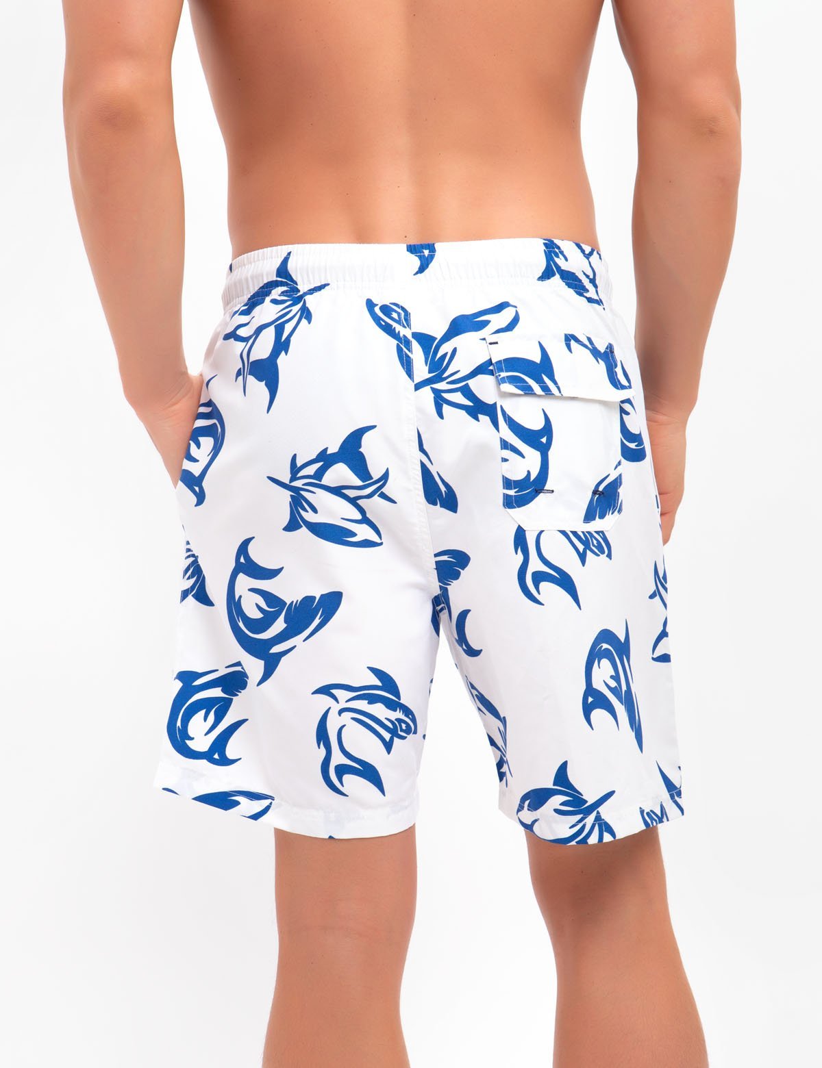 SHARK Men's Swim Trunks with Mesh Lining & Pockets