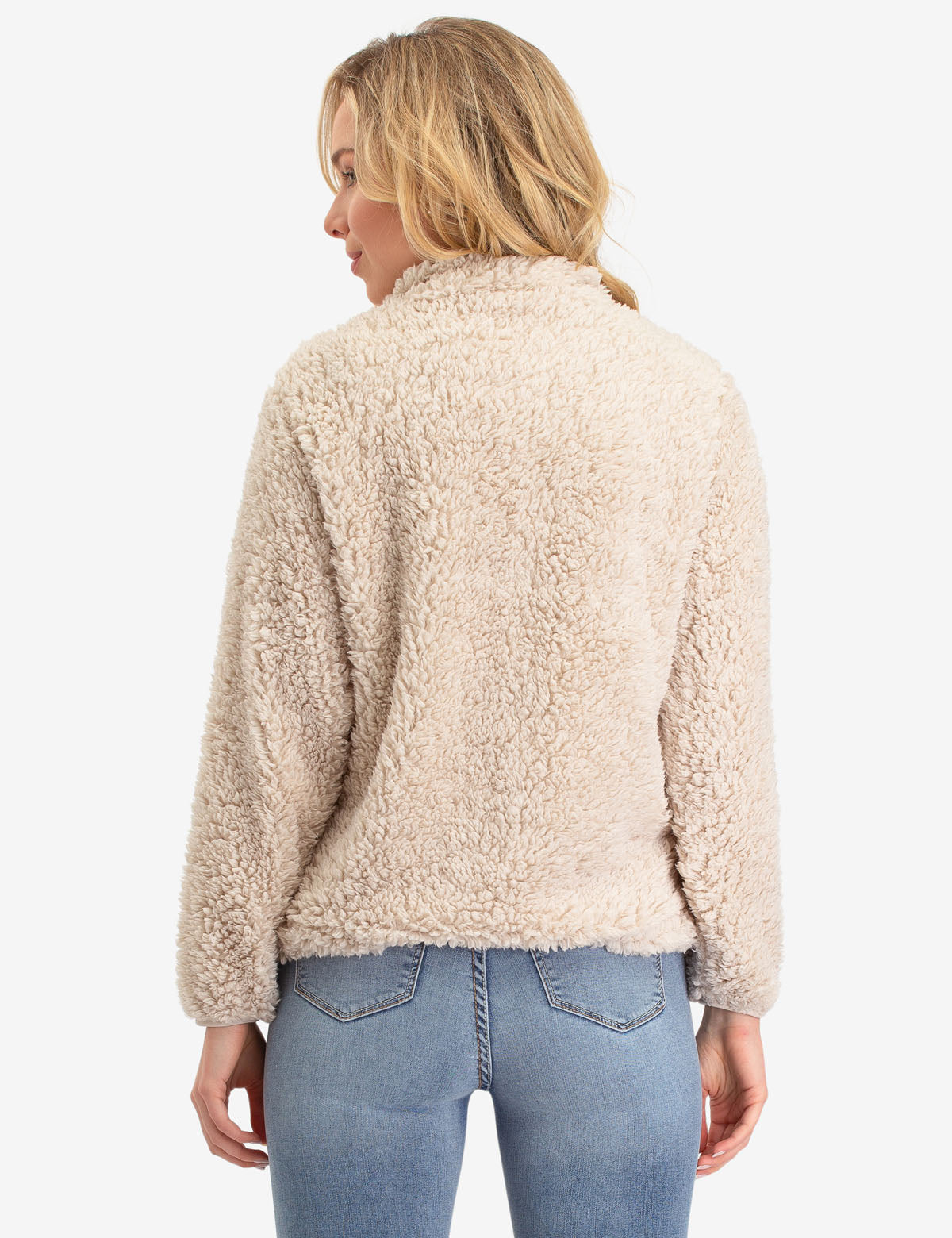Men's Sherpa Fleece Jacket with Corduroy Detailing & Zipper Pockets