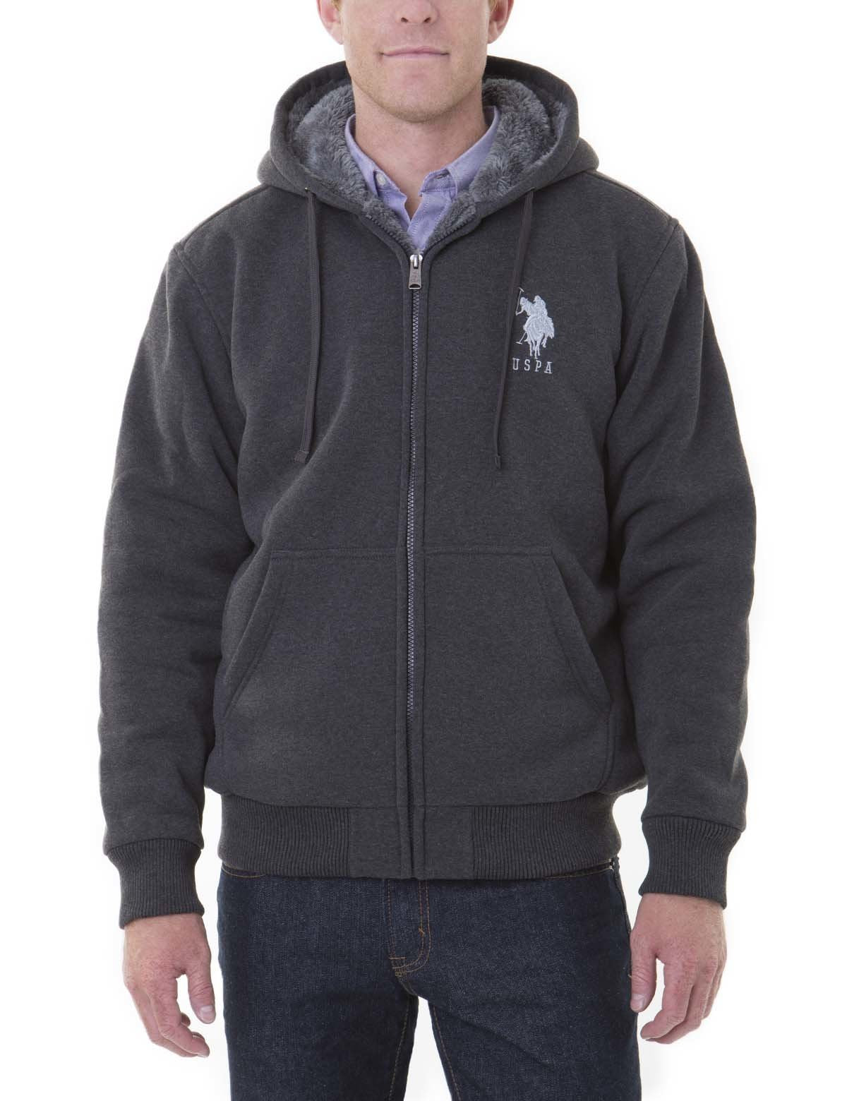 Sherpa Lined Fleece Hoodie with Full Zip & Kangaroo Pockets