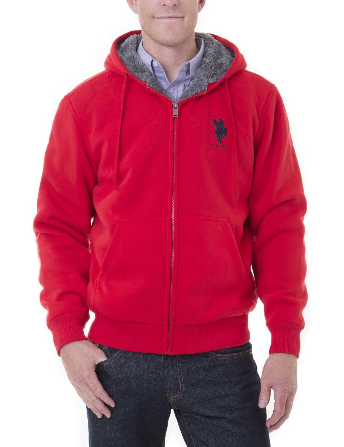 Sherpa Lined Fleece Hoodie with Full Zip & Kangaroo Pockets