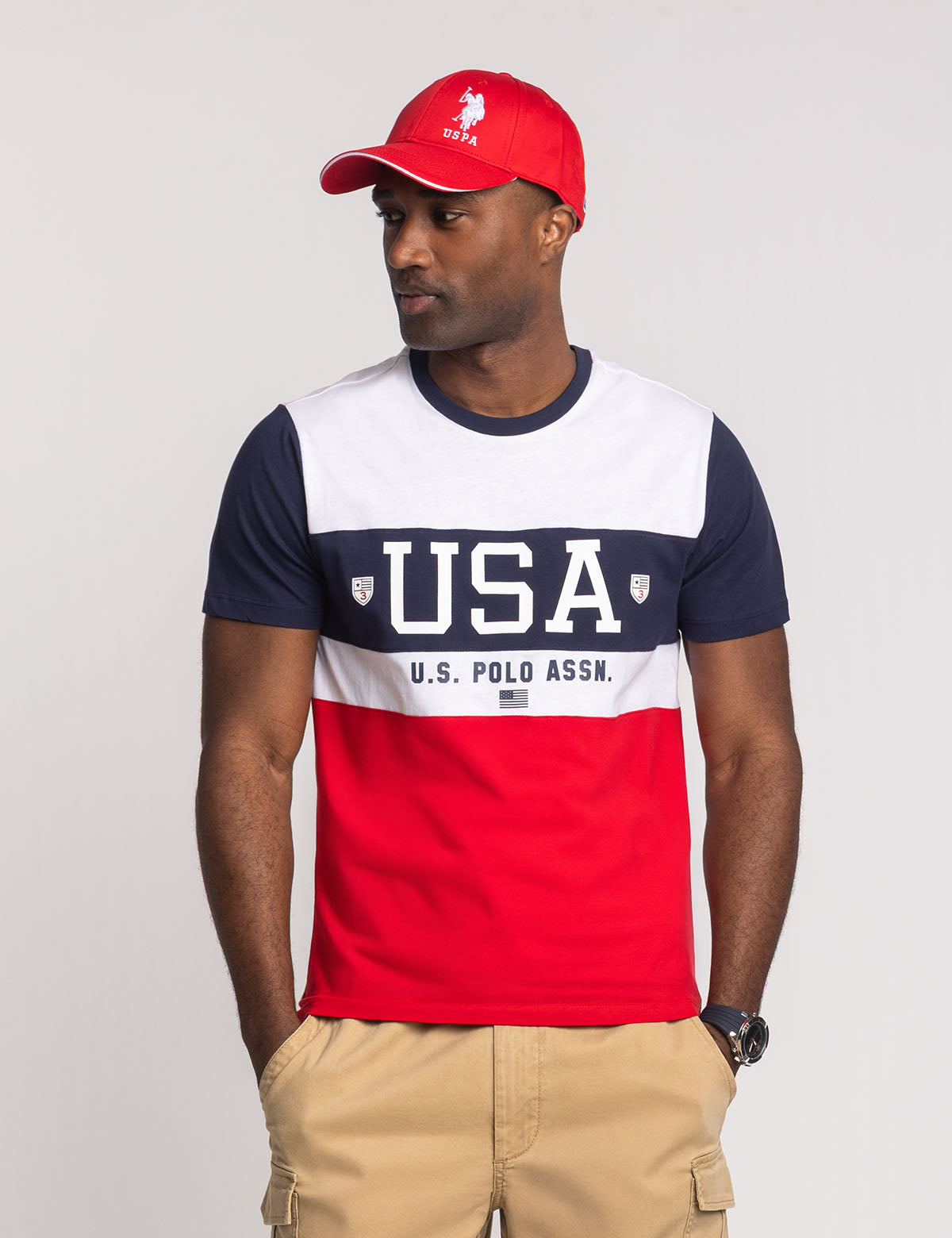 Color Block Graphic Crew Neck T-Shirt – USA Jersey Tee