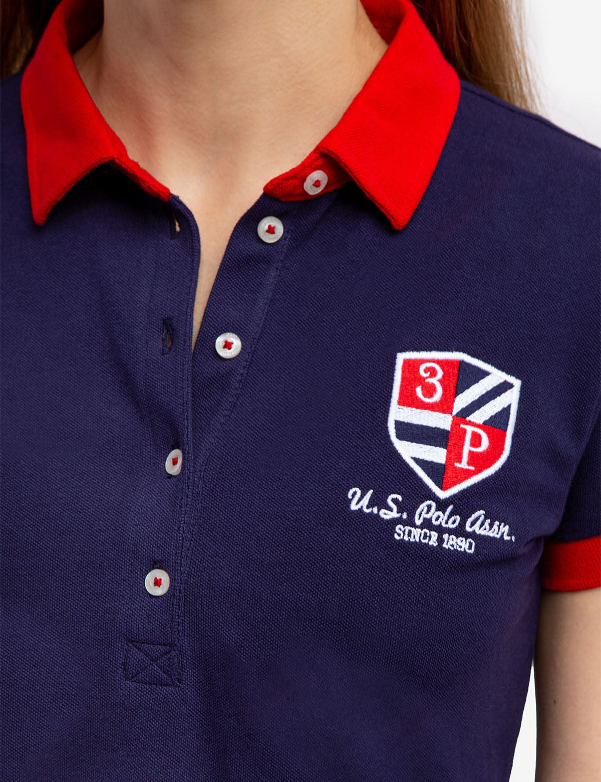 Men's Short Sleeve Polo Shirt with Crest Patch