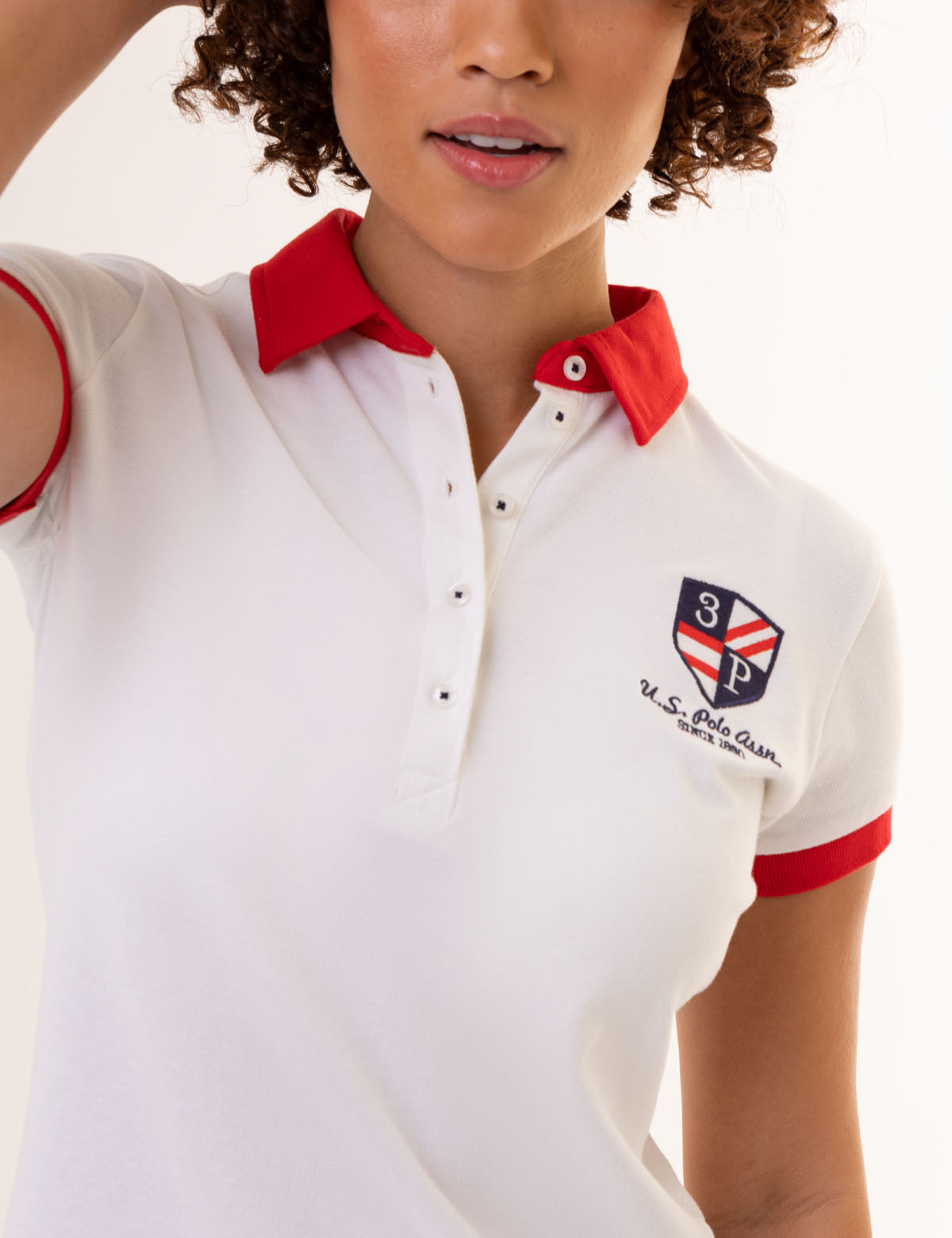 Men's Short Sleeve Polo Shirt with Crest Patch