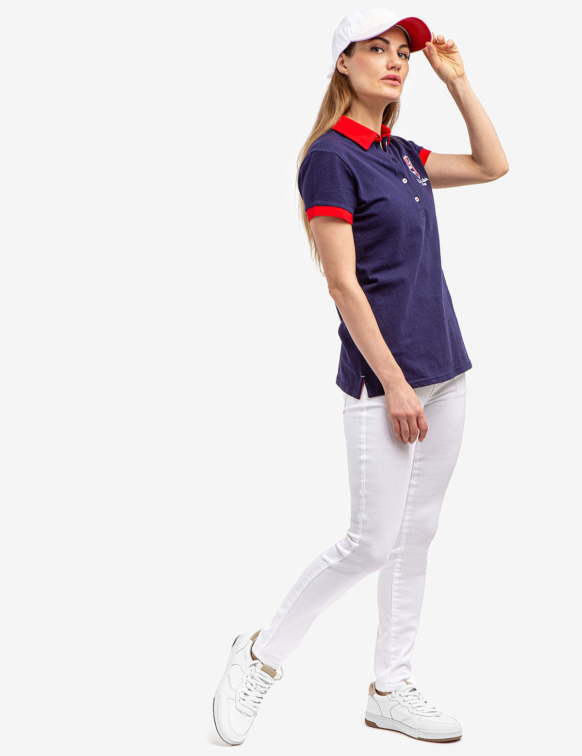 Men's Short Sleeve Polo Shirt with Crest Patch