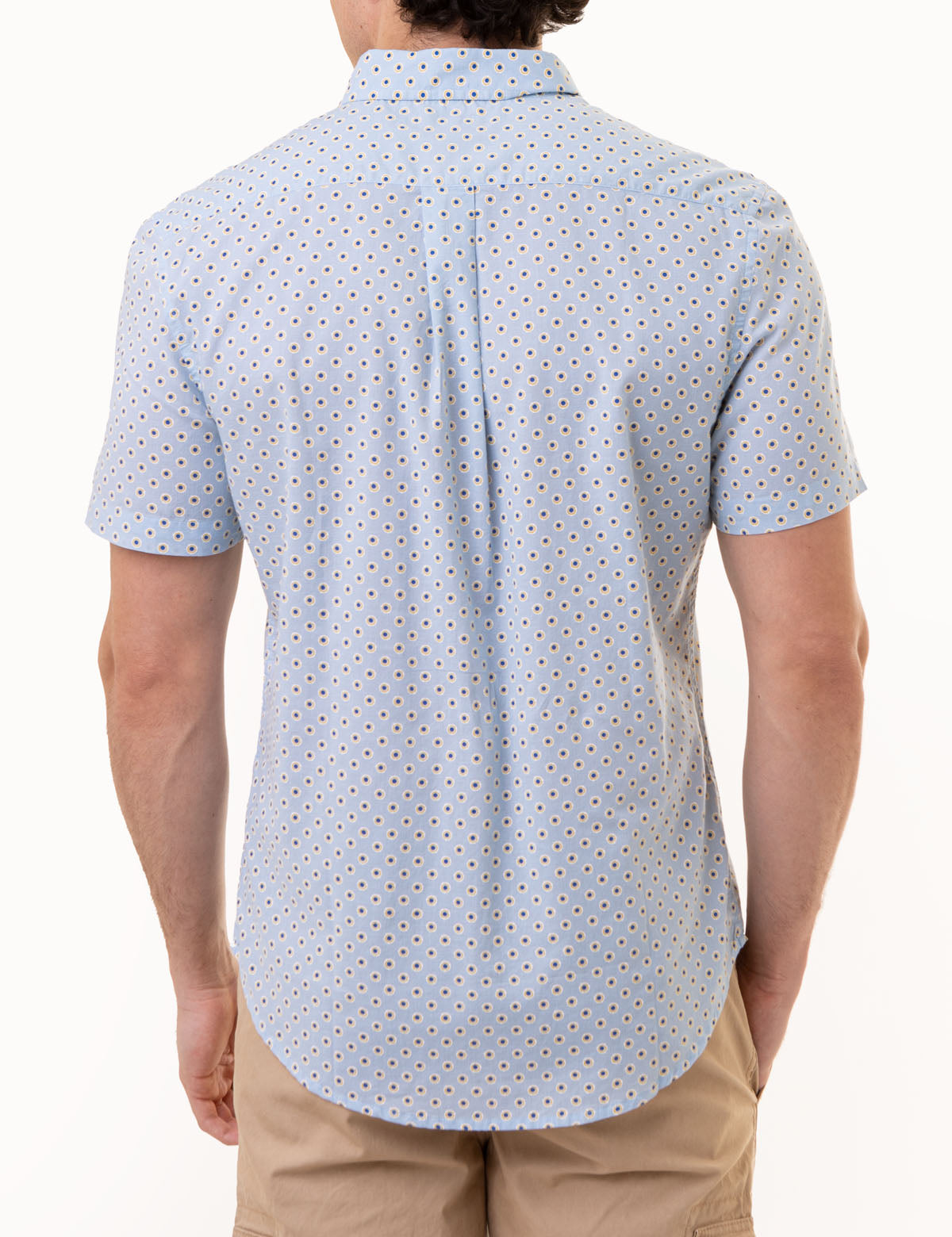 Men's Short Sleeve Dot Print Woven Shirt with Pocket