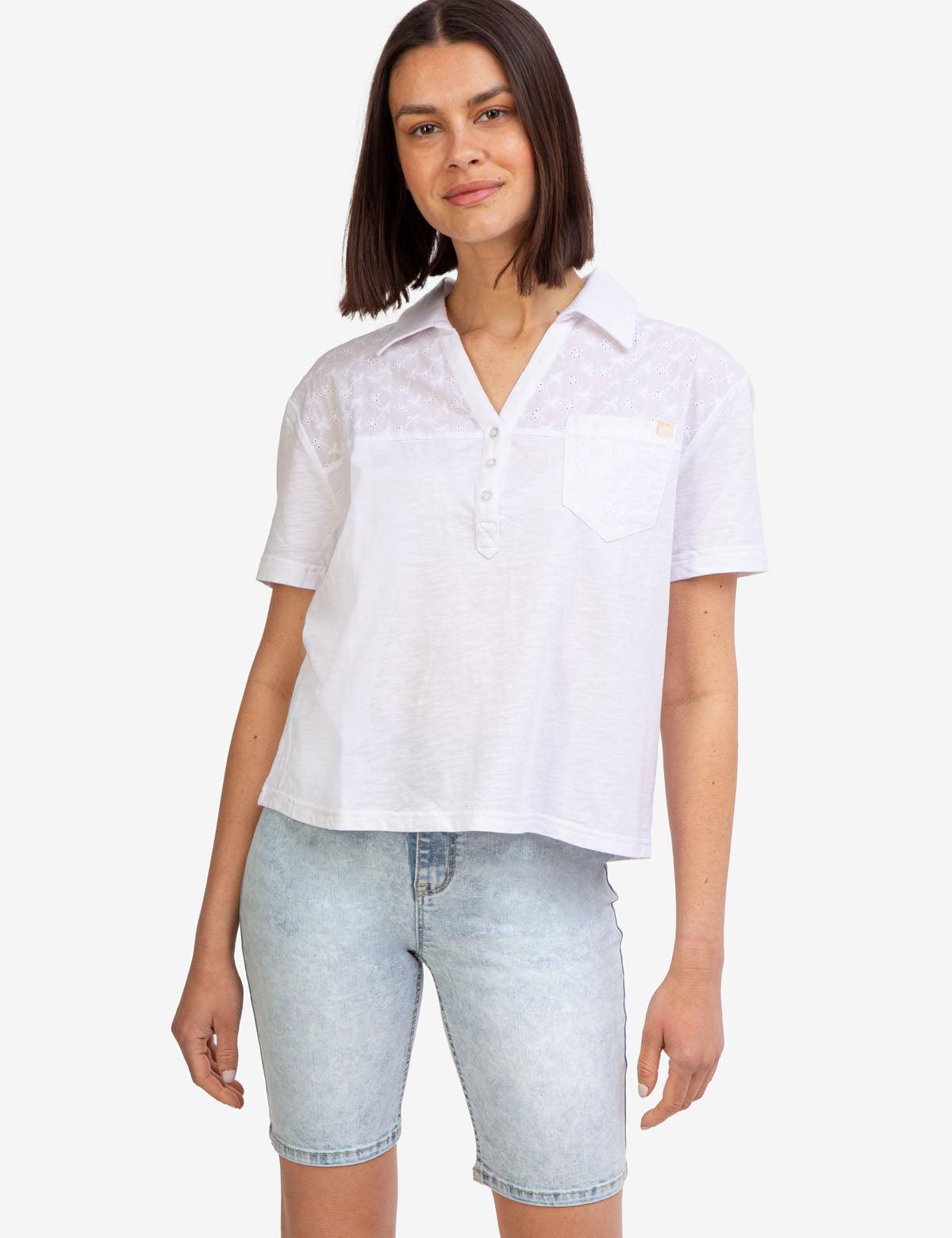 Men's Short Sleeve Eyelet Polo Shirt with Pocket