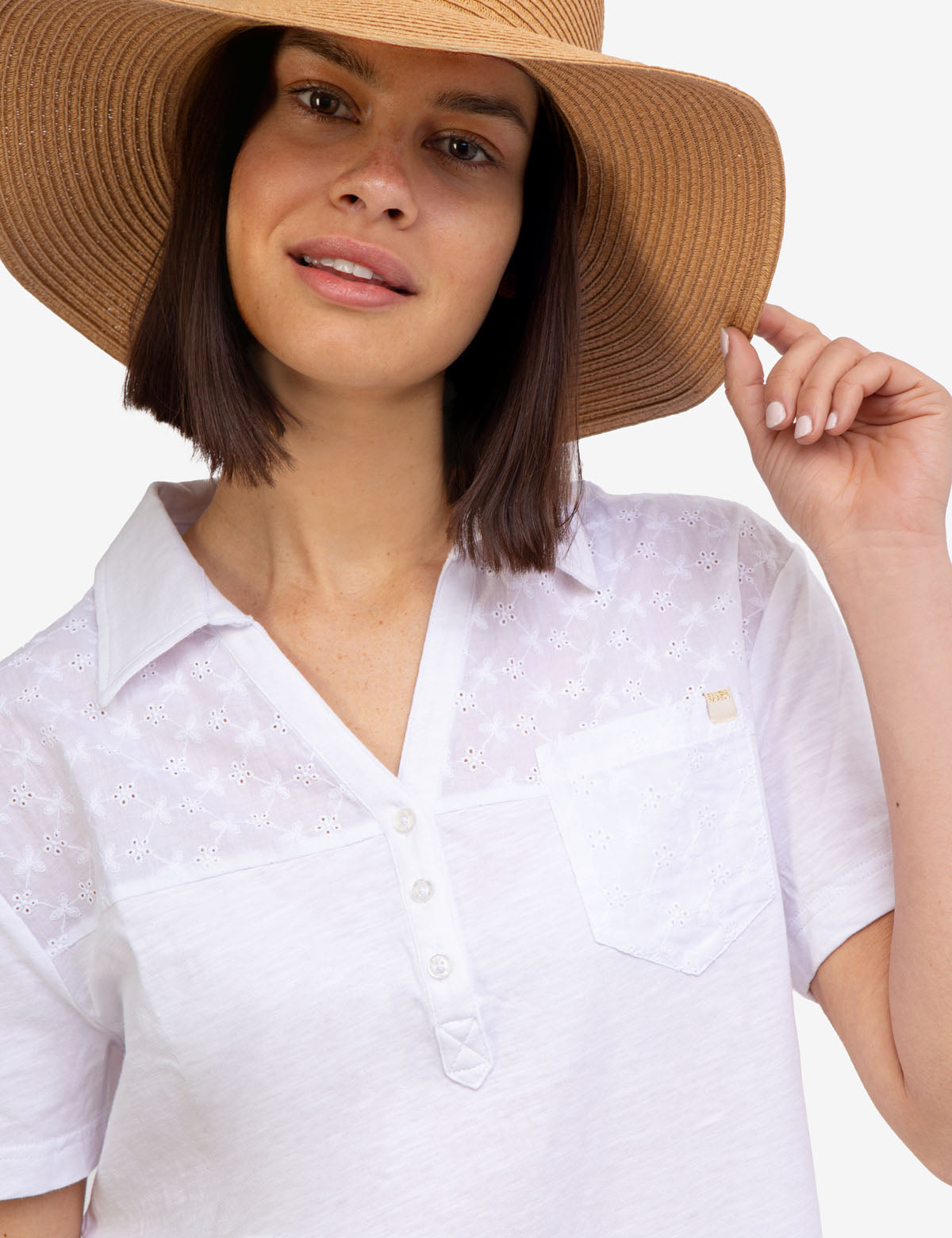 Men's Short Sleeve Eyelet Polo Shirt with Pocket