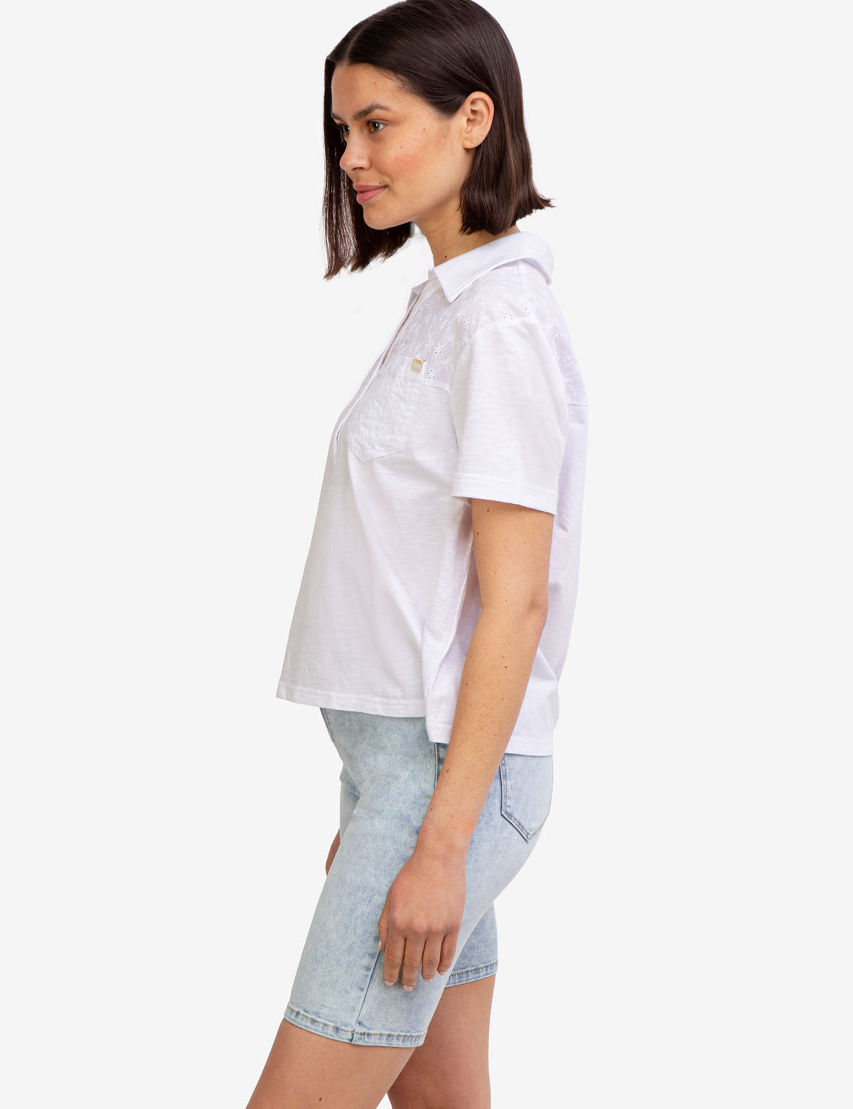 Men's Short Sleeve Eyelet Polo Shirt with Pocket