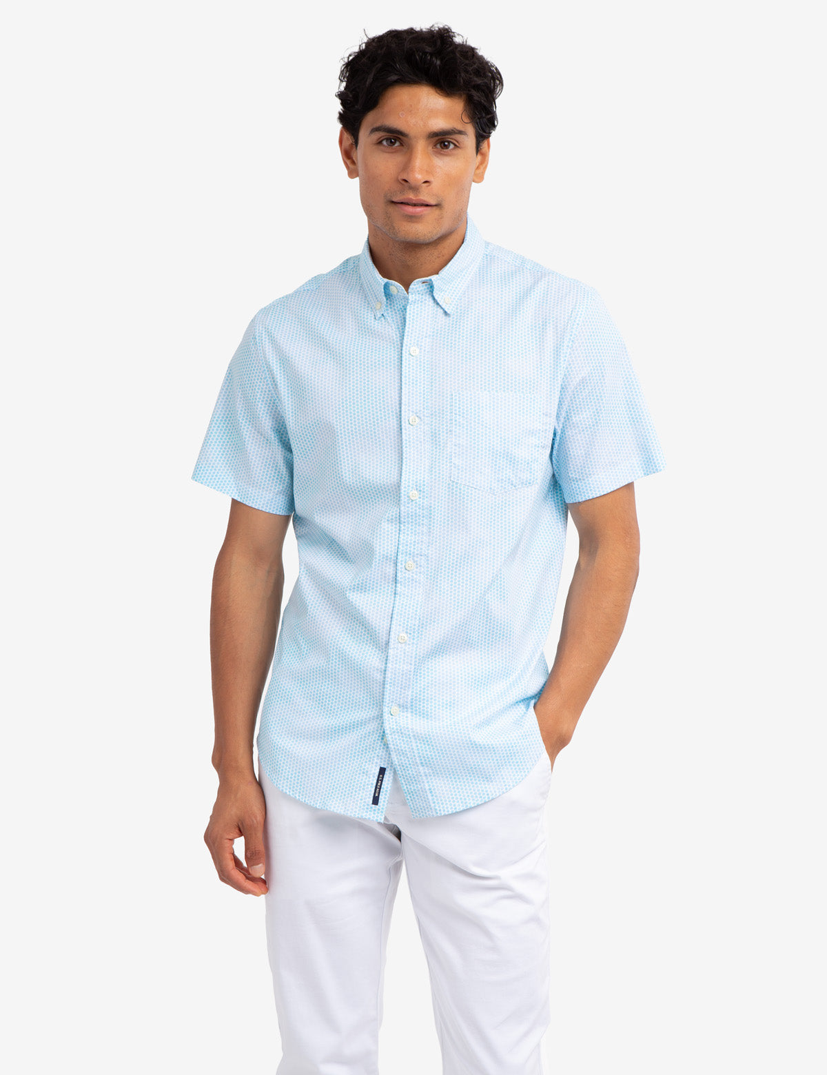 Men's Printed Poplin Short Sleeve Shirt