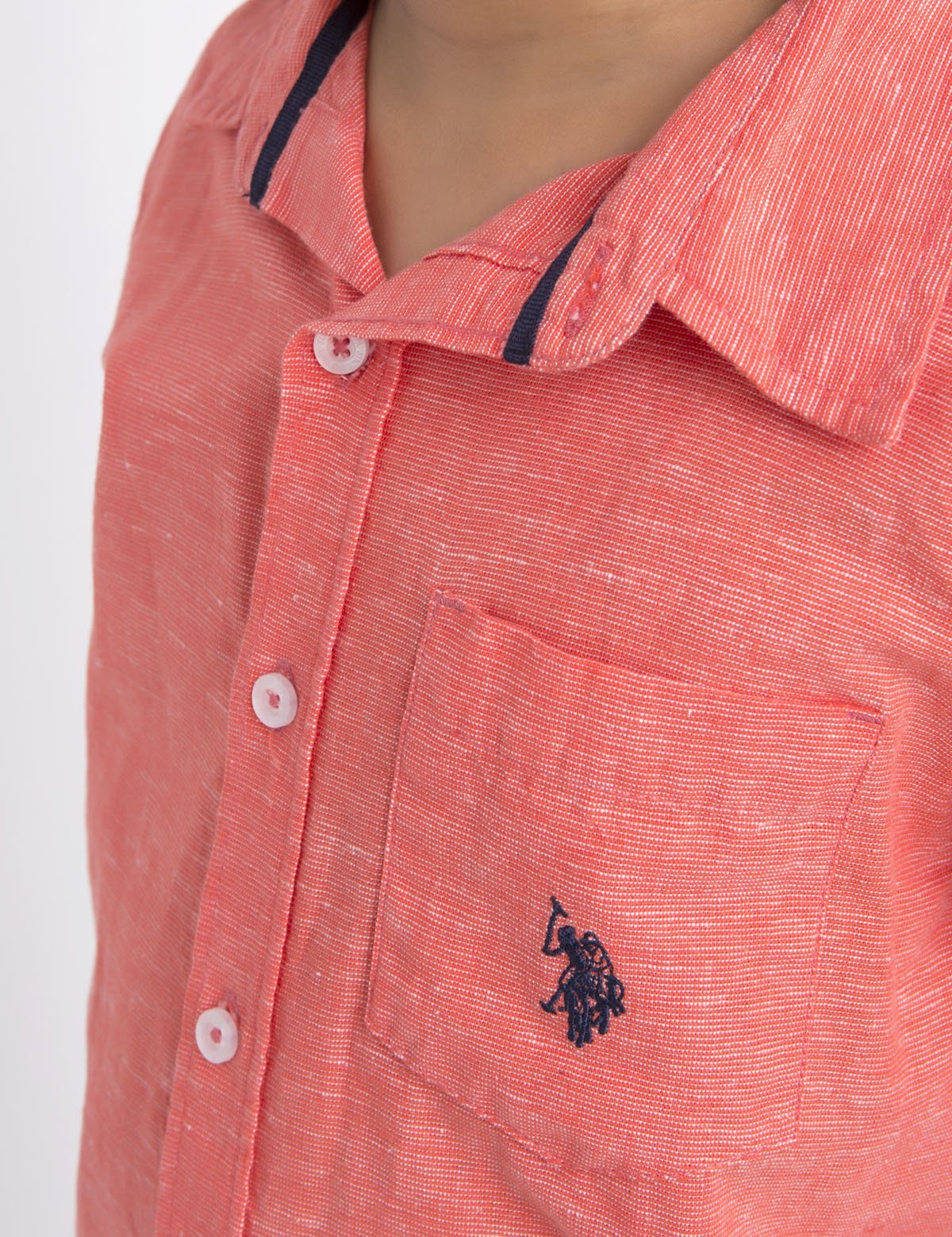 Linen Cotton Short Sleeve Button-Up Shirt with Chest Pocket