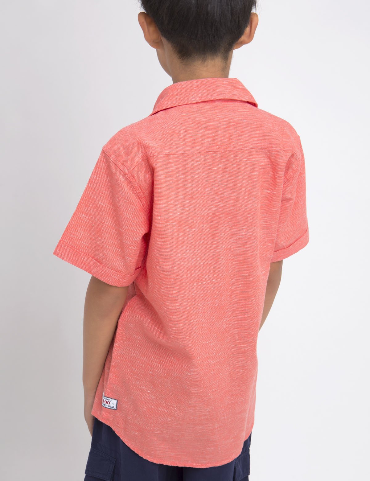 Linen Cotton Short Sleeve Button-Up Shirt with Chest Pocket
