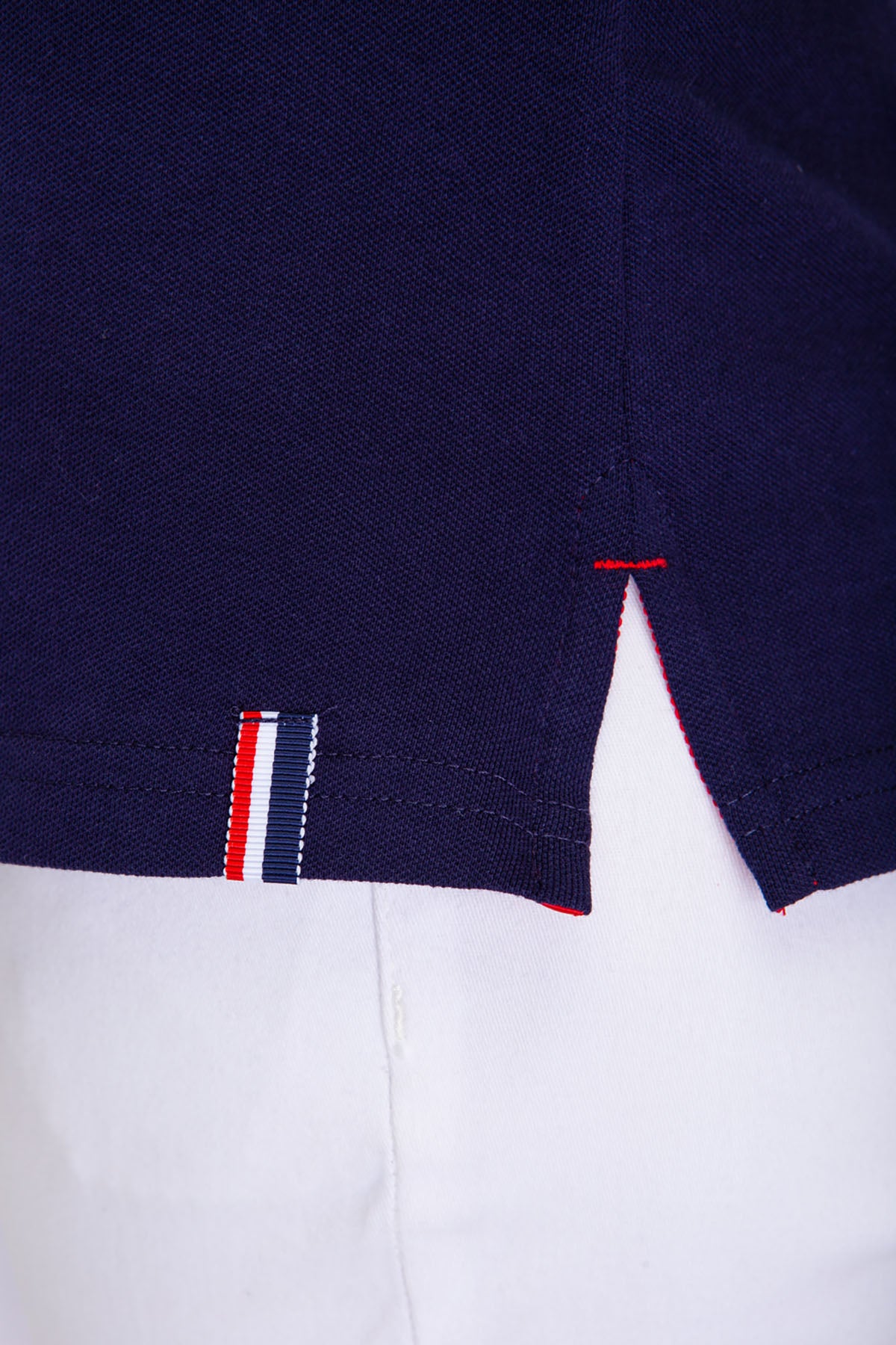 Men's Striped Polo Shirt with Shoulder Detail - Cotton Blend