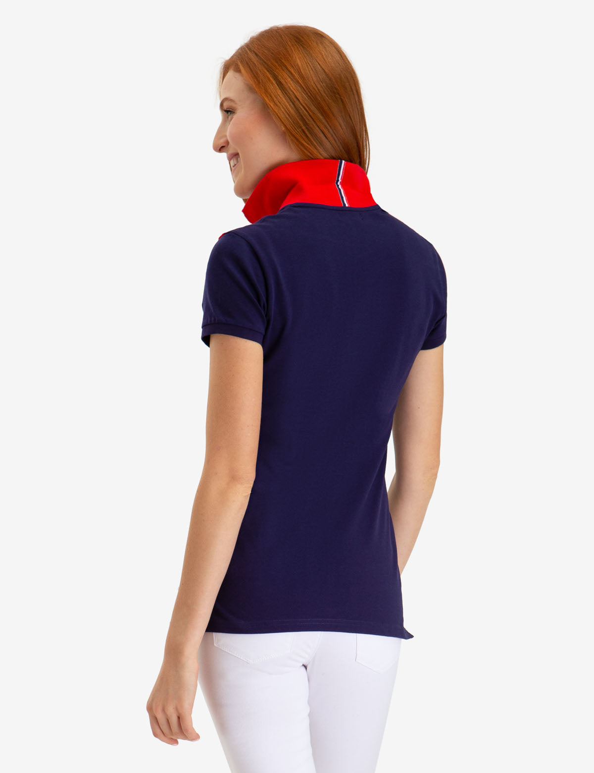 Men's Striped Polo Shirt with Shoulder Detail - Cotton Blend