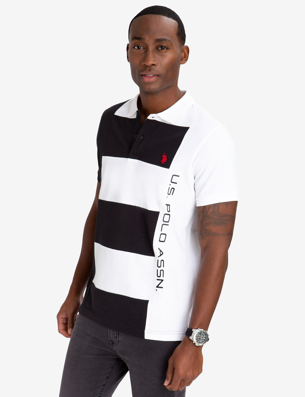 Men's Colorblock Polo Shirt - 100% Cotton Embroidered Logo