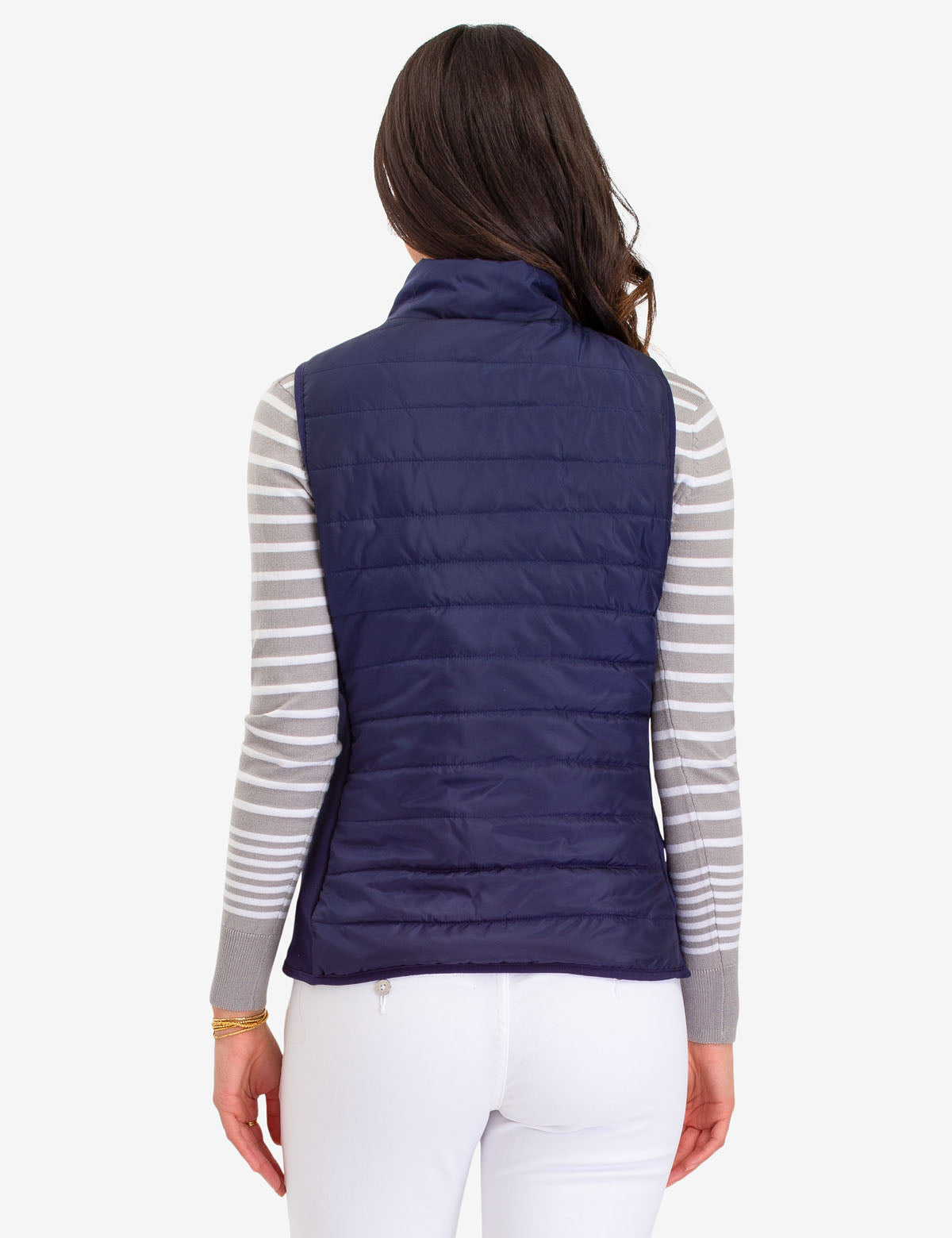 USPA Side Knit Puffer Vest with Zip Front & Pockets