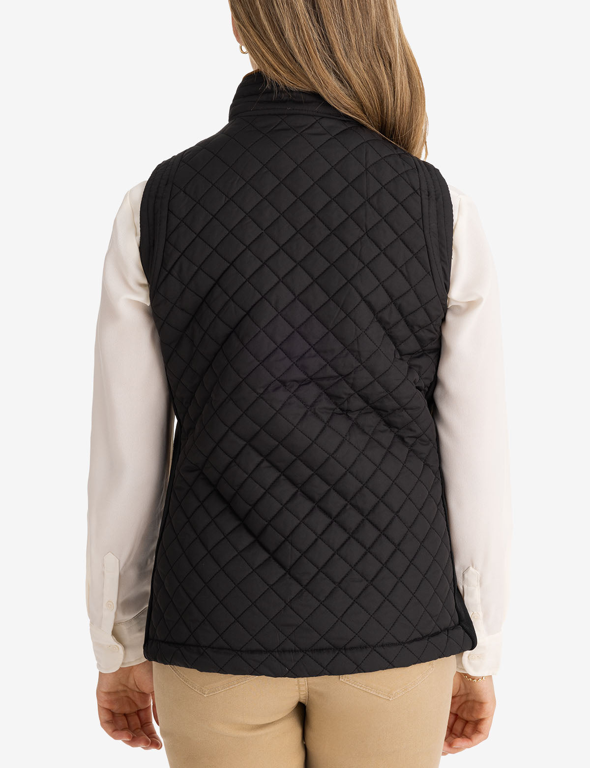 Quilted Vest with Side Knit Panels & Embroidered Logo