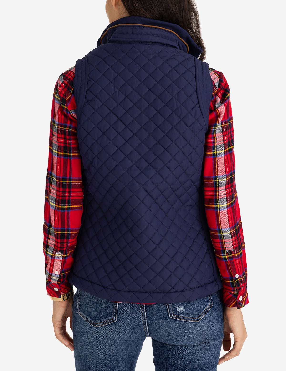 Quilted Vest with Side Knit Panels & Embroidered Logo