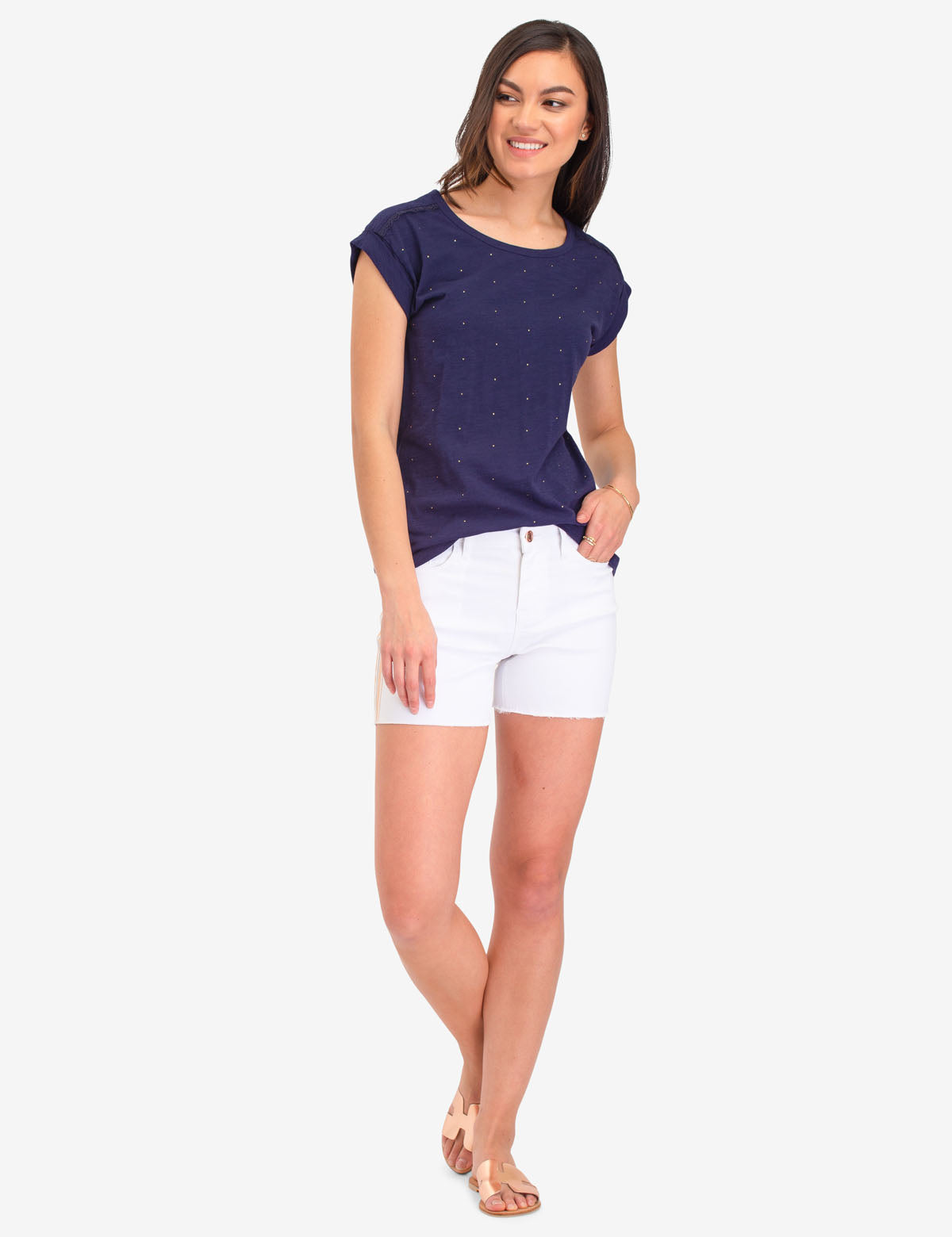 Women's Denim Shorts with Side Stripes - Stretch Twill, 4.5" Inseam