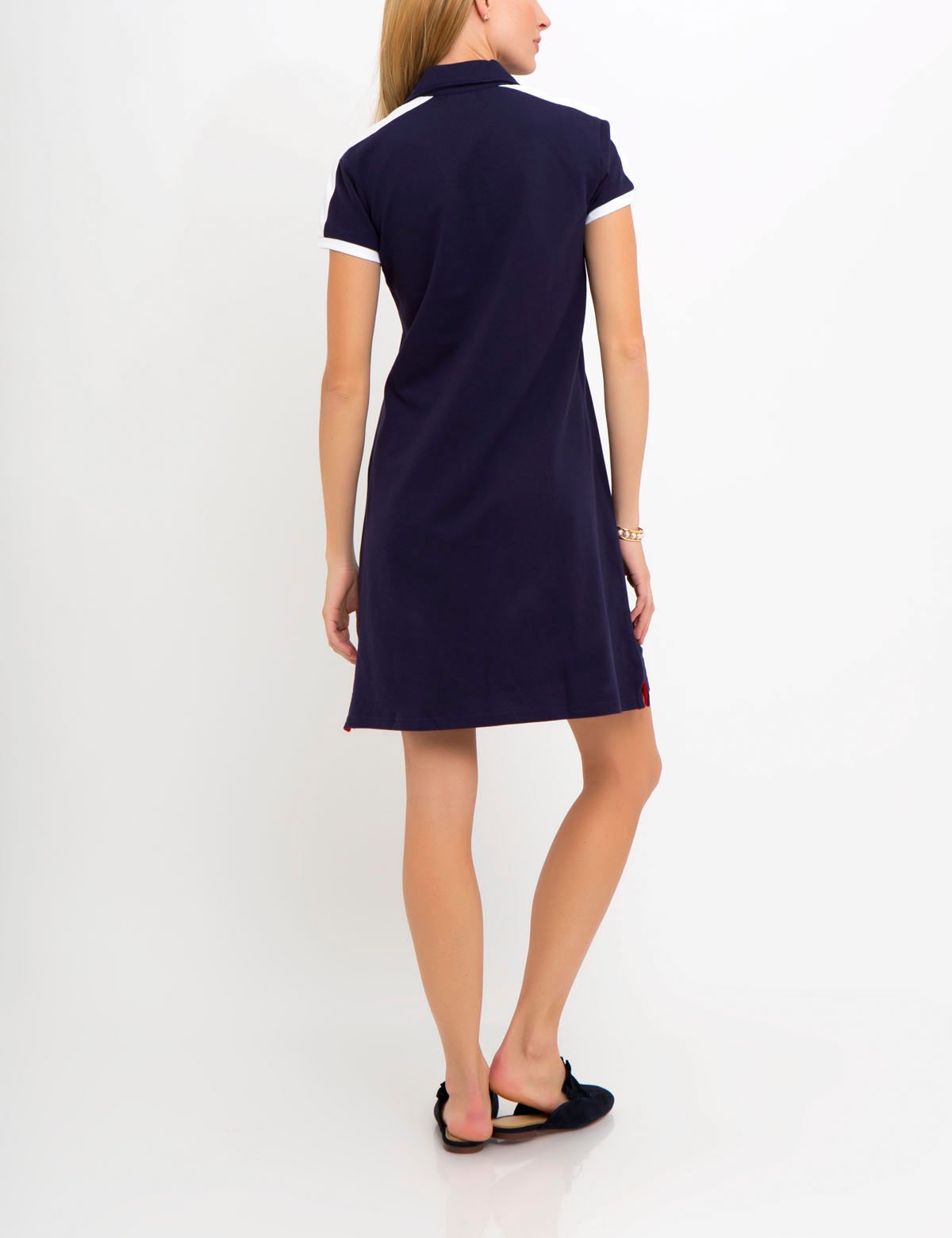 Women's Side Stripe Polo Dress with Embroidered Logo