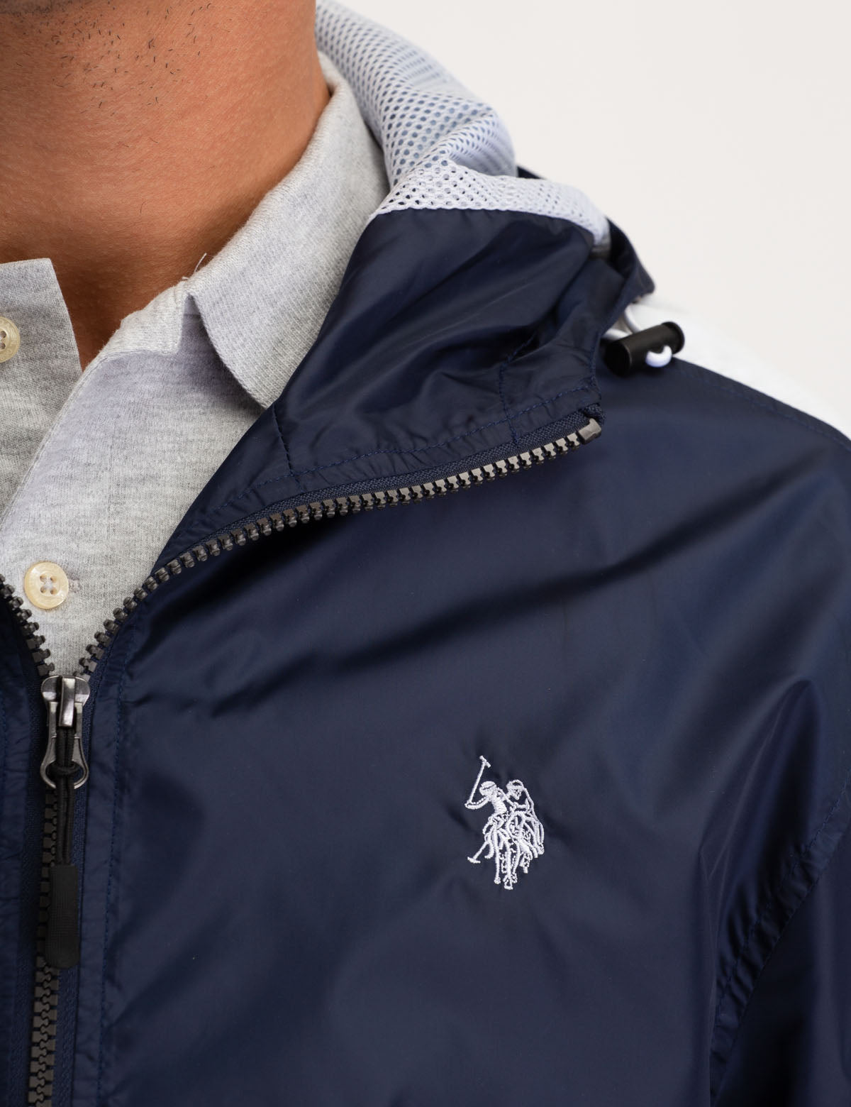 Men's Side Stripe Windbreaker Jacket with Hood & Pockets