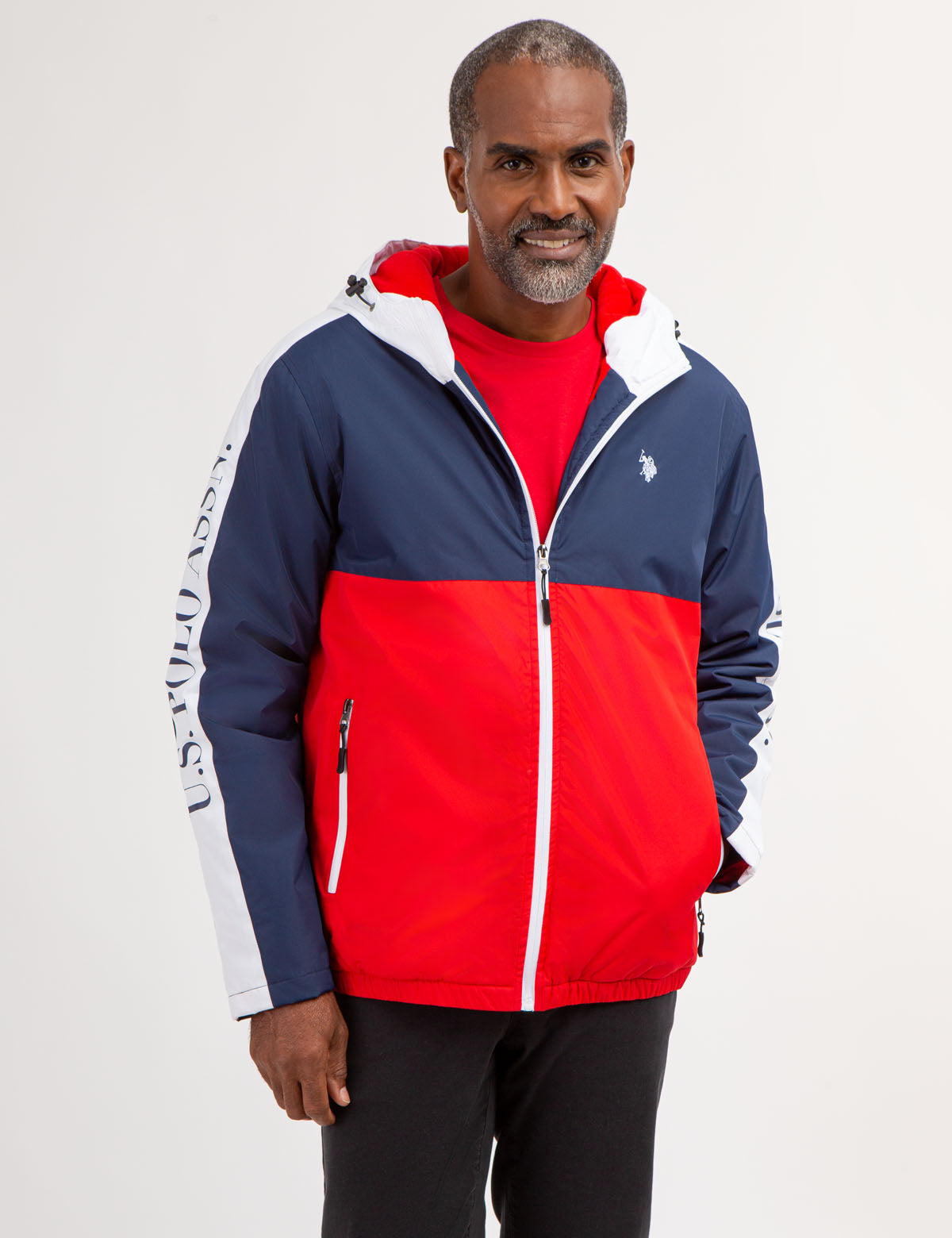 Colorblock Logo Windbreaker with Side Tape Details