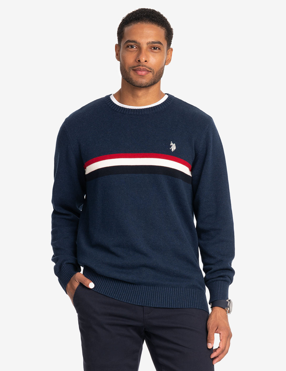 Signature Stripe Crew Neck Sweater - Classic Knit Pullover