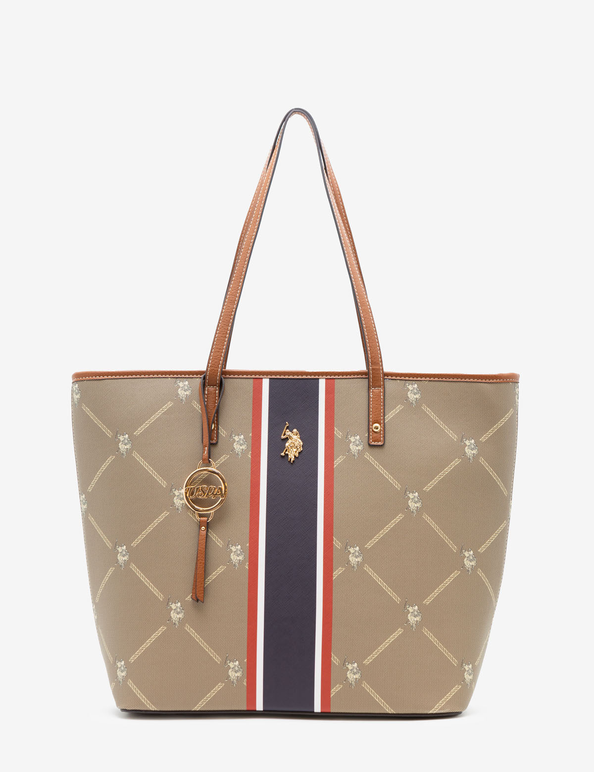 USPA Signature Print Tote Bag with Zip Pockets – Premium PU