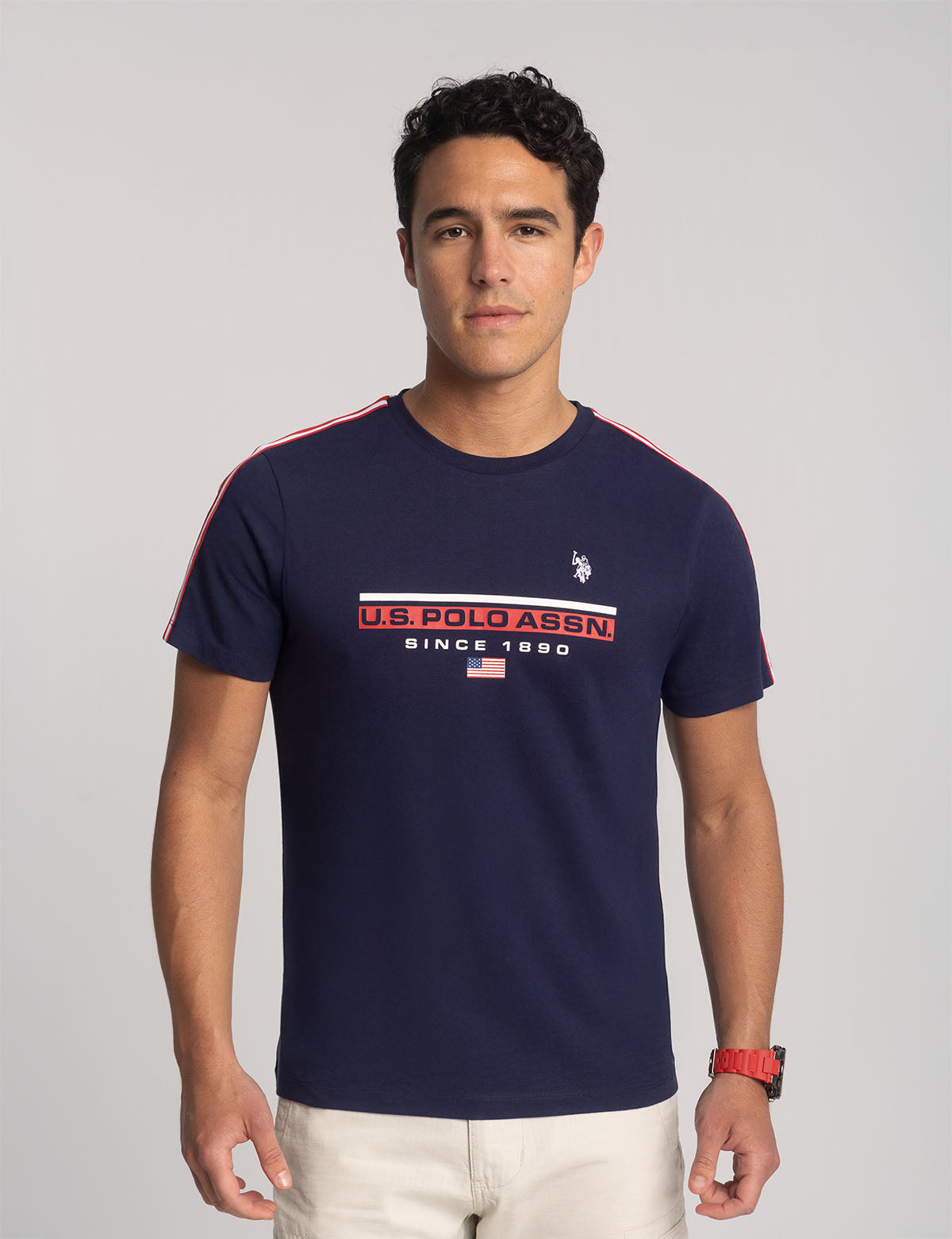 Graphic Shoulder Tape Jersey T-Shirt – Tricot Detail