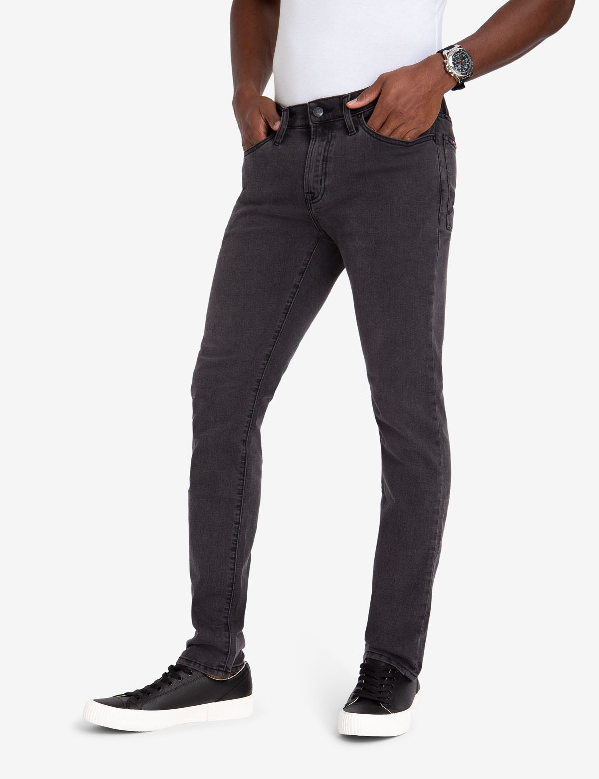 Skinny Fit Stretch Jeans - Acid Wash Slim Straight Denim