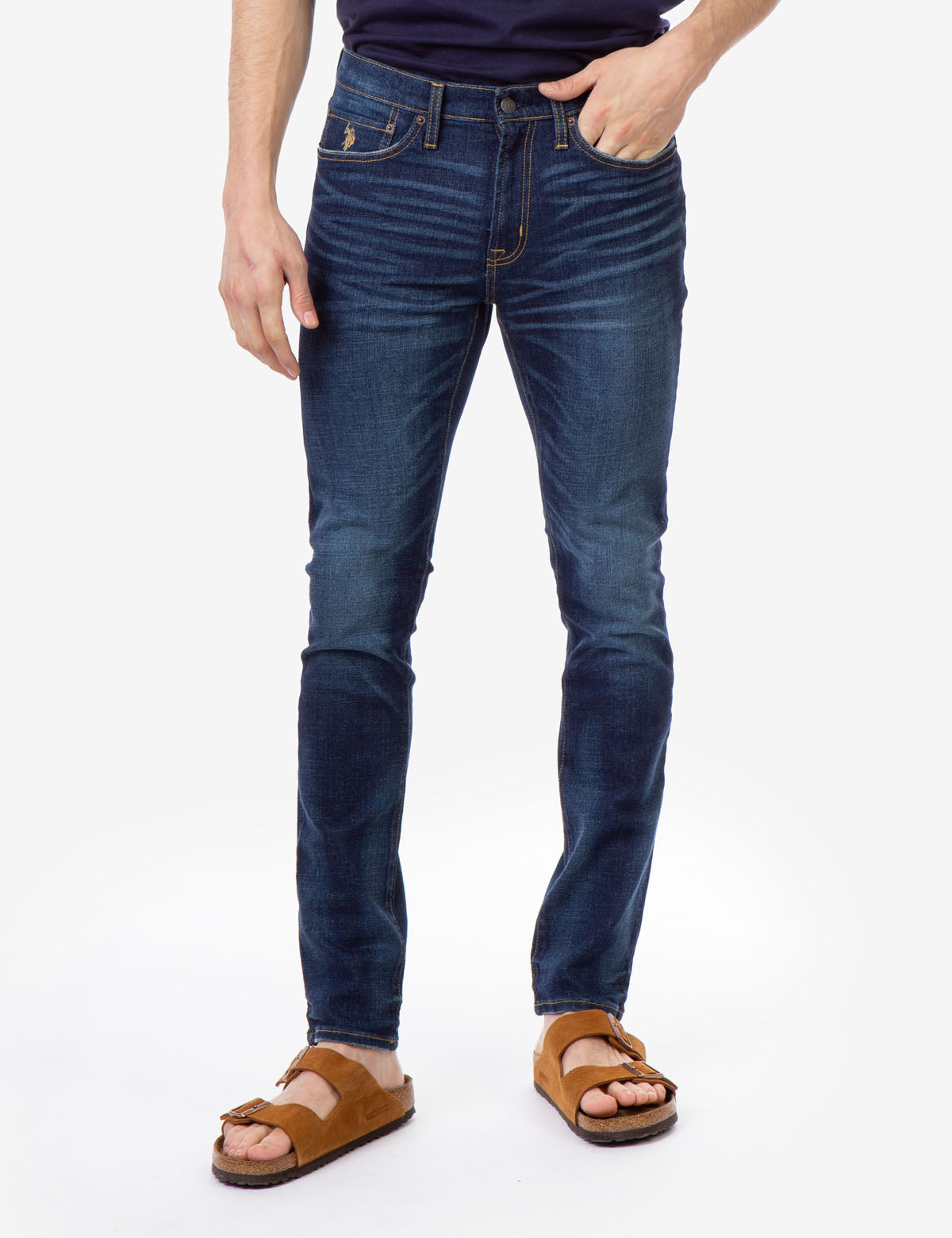 Skinny Fit Stretch Jeans - Acid Wash Slim Straight Denim